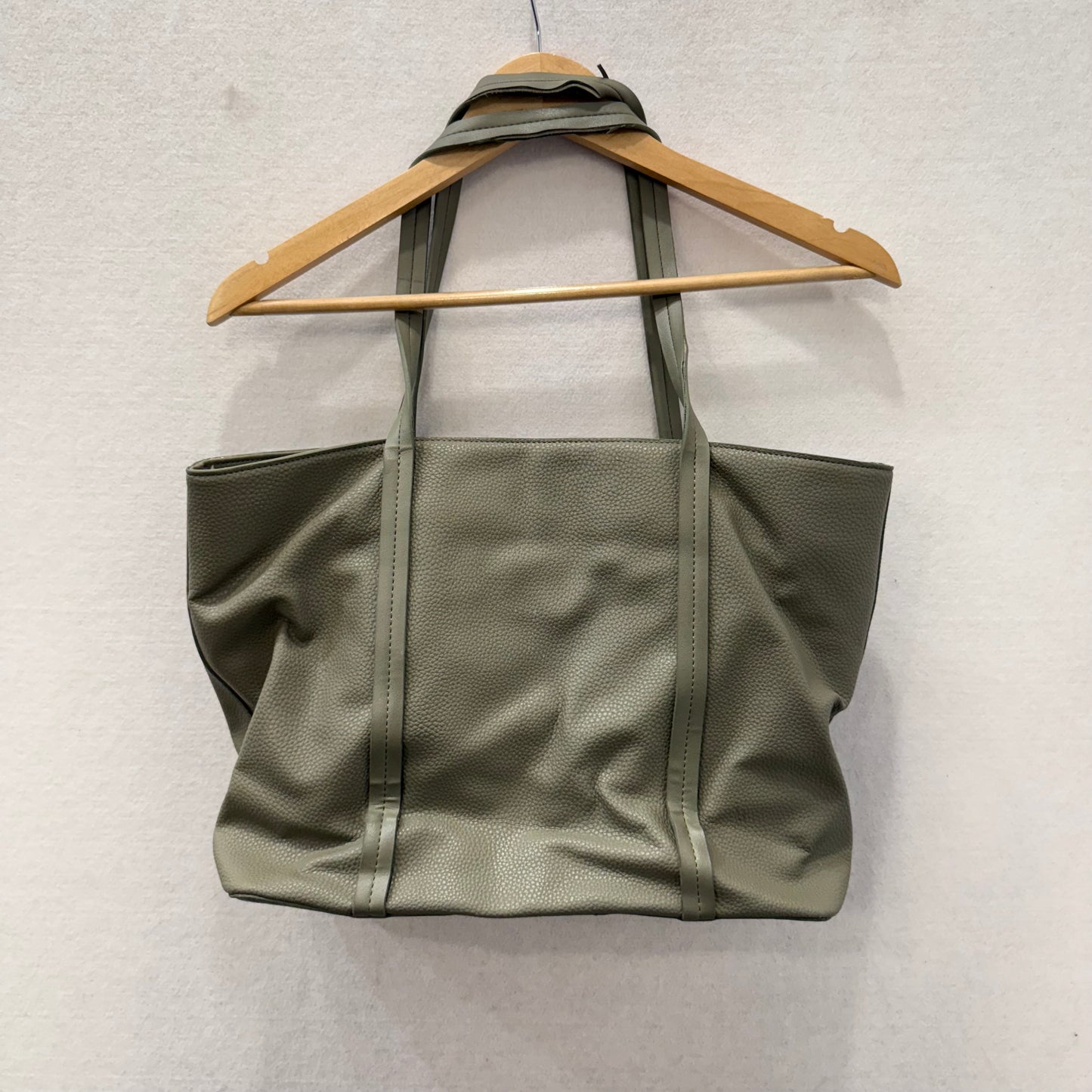 Steve Madden Olive Green Leather Studded Casual Wear Shoulder Tote Bag