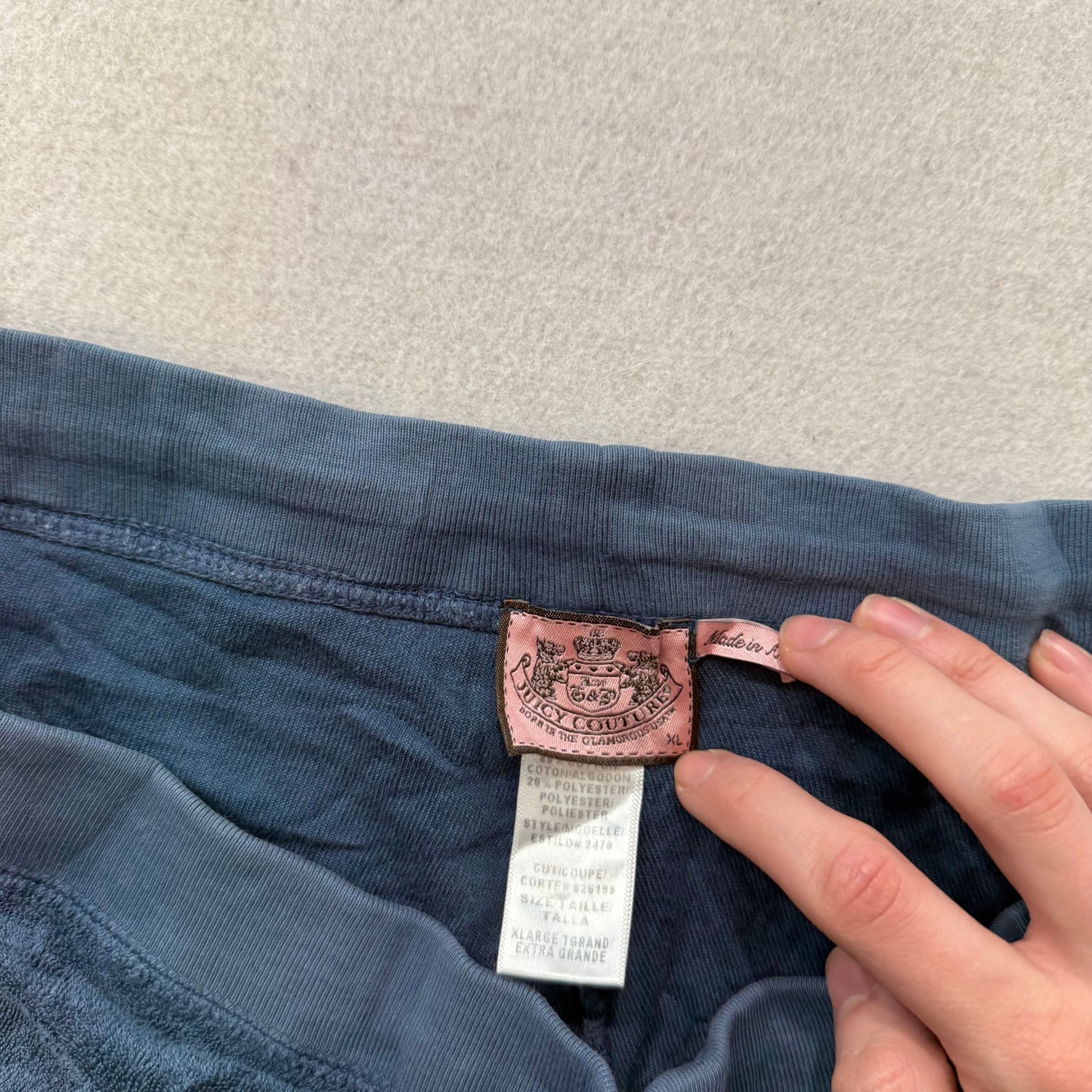 Juicy Couture Women's Slate Blue Terrycloth Flared Track Pant Loungewear Size XL