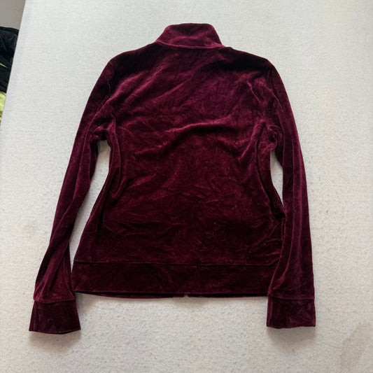 Lauren Ralph Lauren Women's Maroon Zip Up Track Jacket Snap Flap Pockets Size M