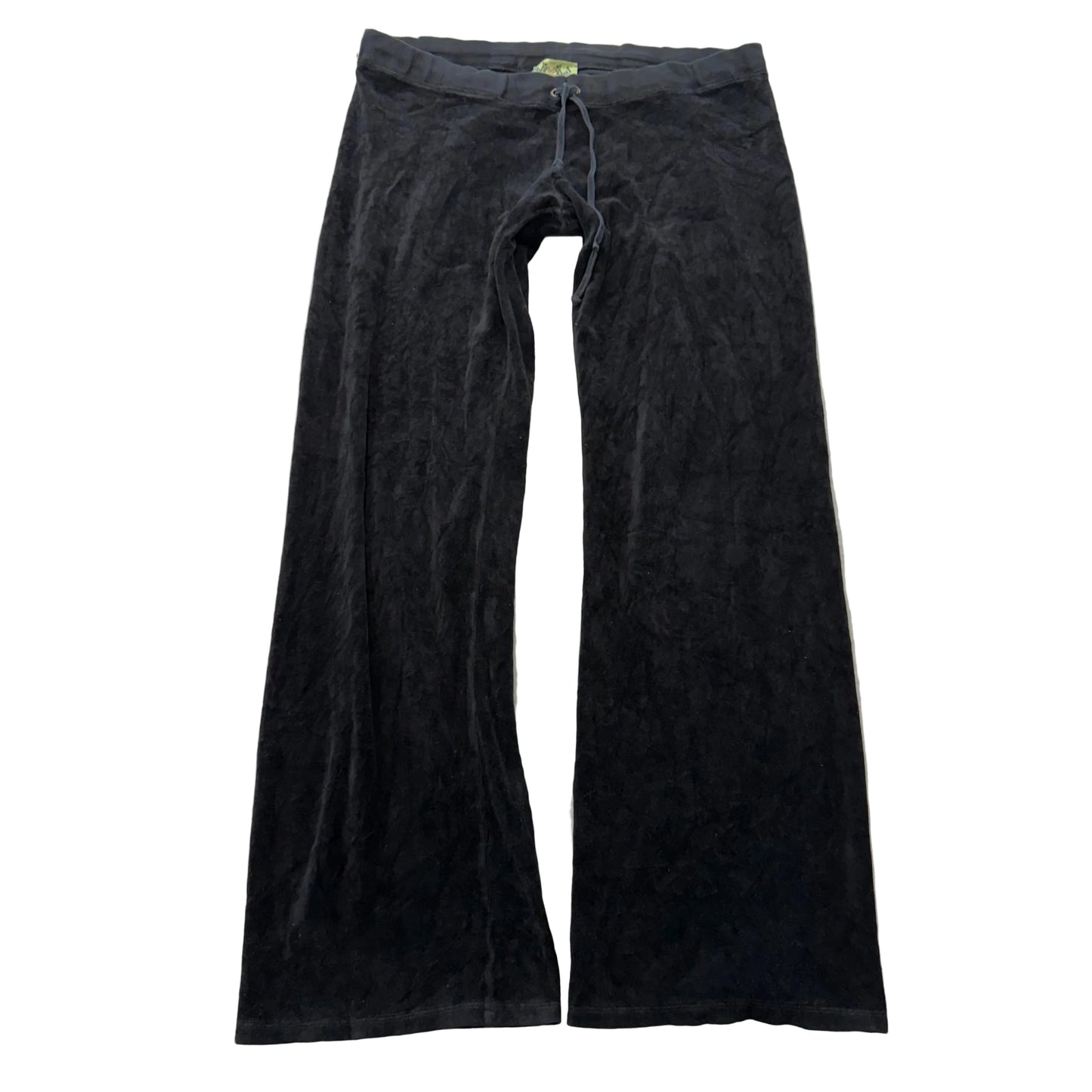 2003 Vintage Juicy Couture Womens Black Velour Flared Track Pant Low Rise Size L