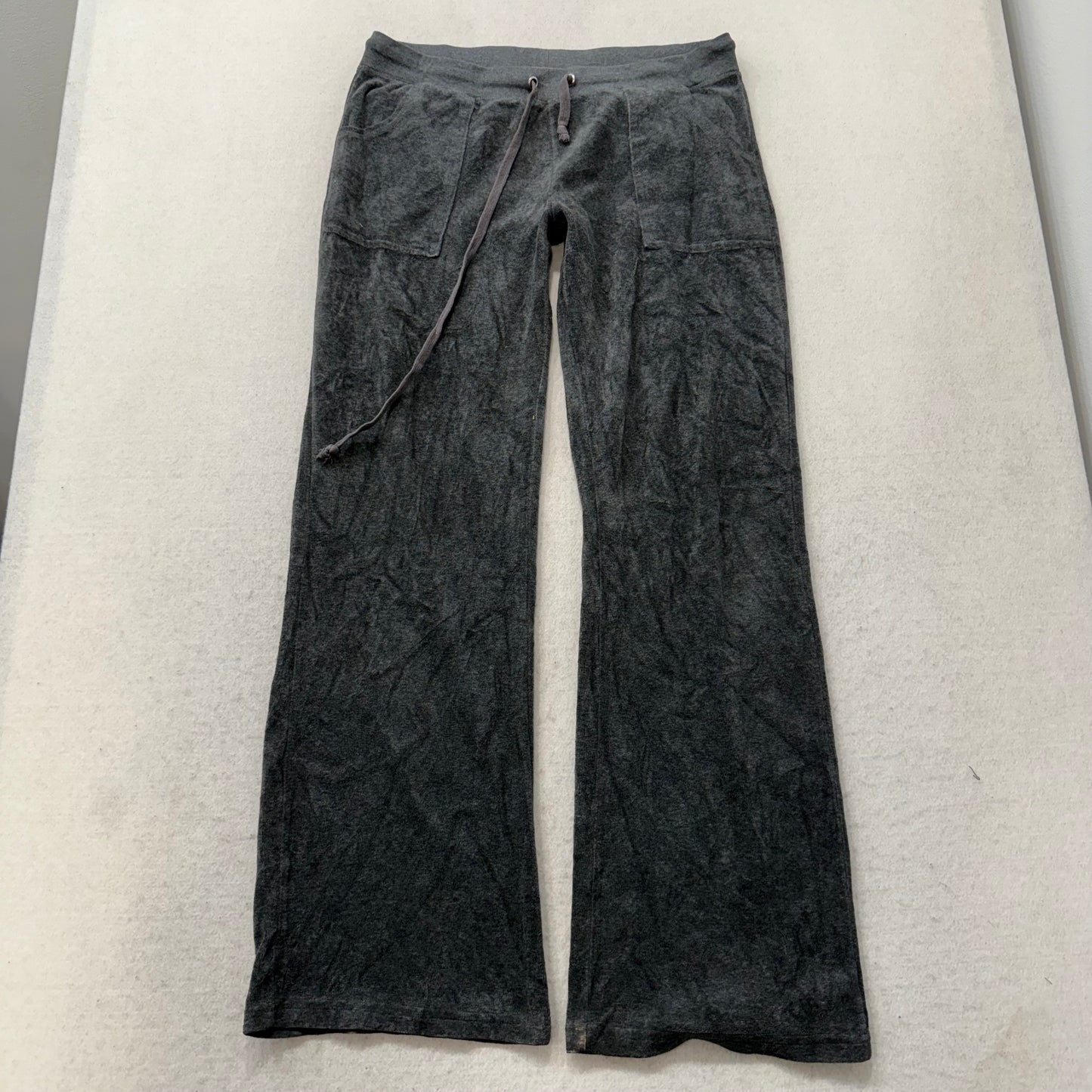 Juicy Couture Women's Dark Gray Flared Track Pant Loungewear Flap Pockets Size M