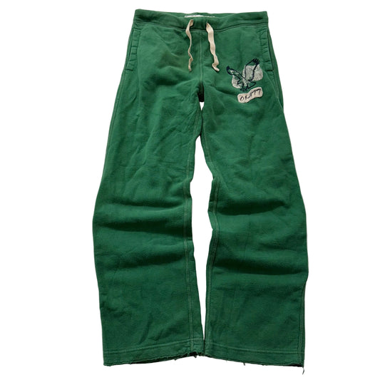 American Eagle Outfitters Men Kelly Green Fleece Wide Leg Sweatpants Logo Size S