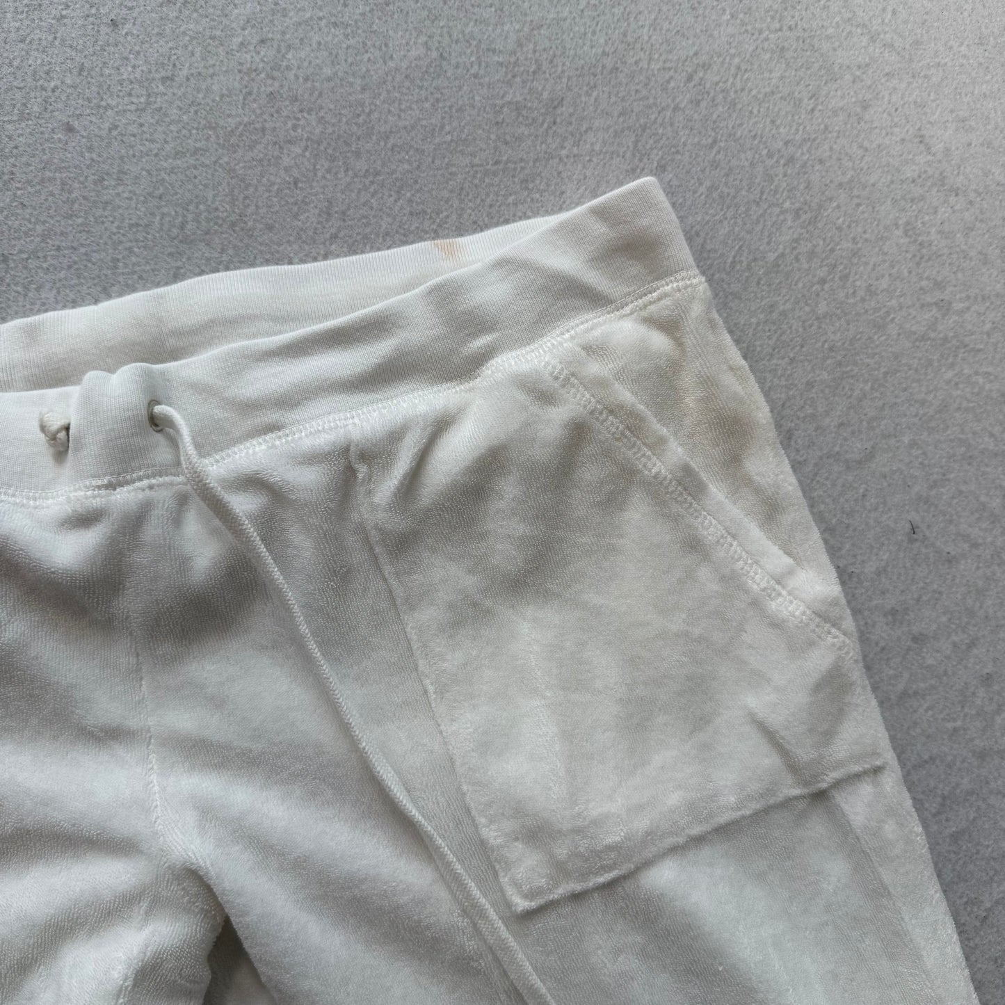 2003 Vintage Juicy Couture Women's White Terry Cloth Flared Track Pants Size M