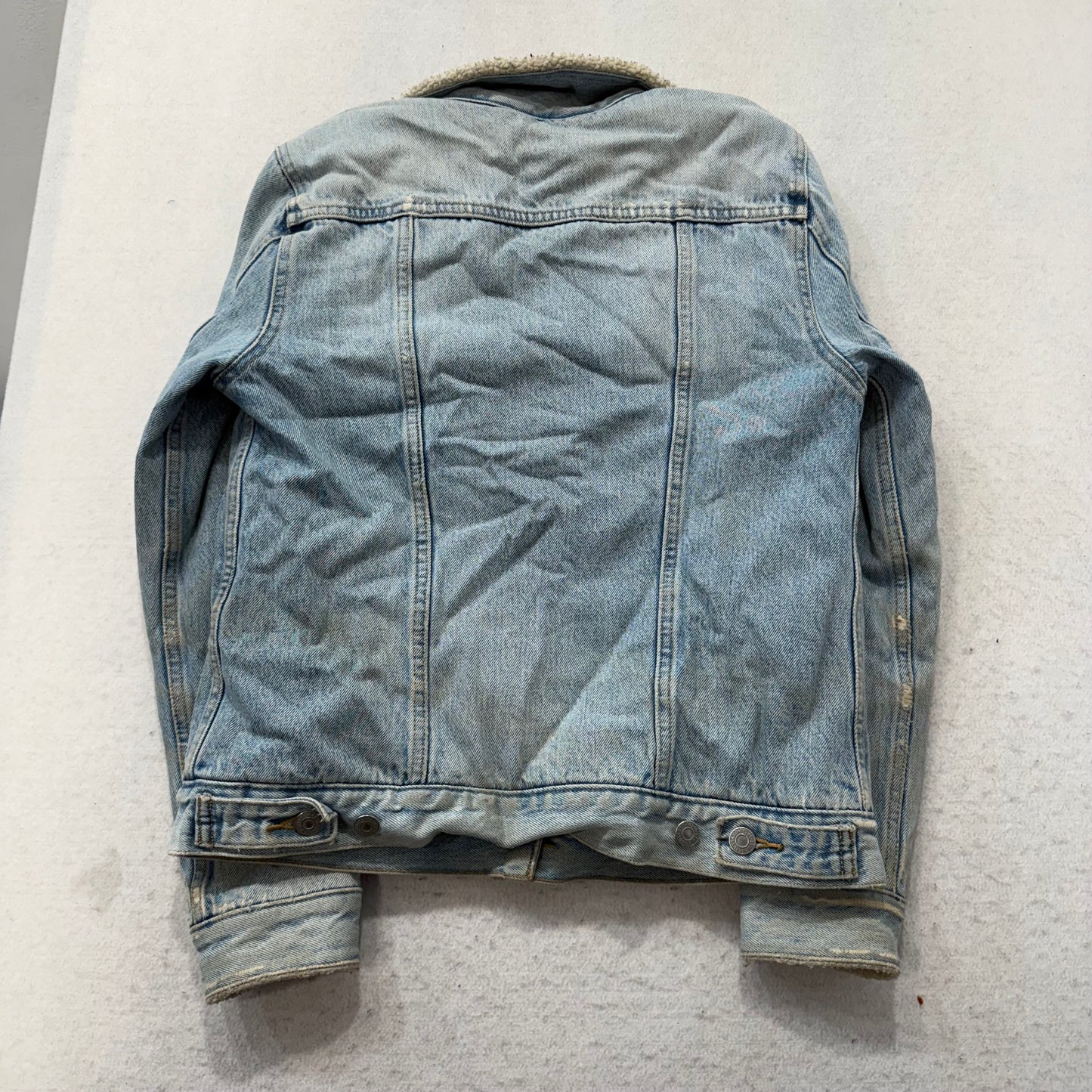 Levi's Men's Blue Sherpa Lined Denim Trucker Jacket Insulated Light Wash Size S