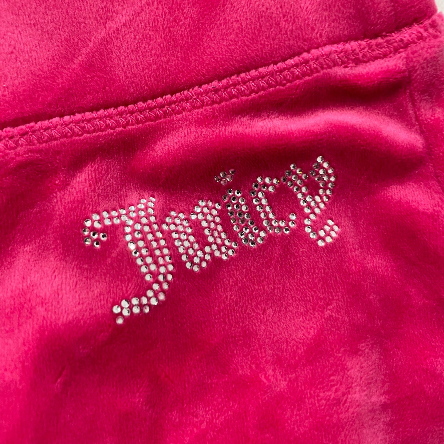 Juicy Couture Women's Hot Pink Velour Tracksuit Set Hoodie & Flared Pant Size L