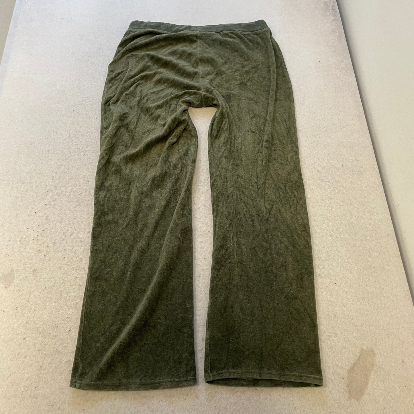 Vintage Juicy Couture Womens Olive Green Velour Flared Leg Track Pant Y2k Size L