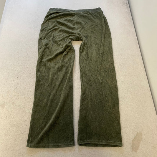 Vintage Juicy Couture Womens Olive Green Velour Flared Leg Track Pant Y2k Size L