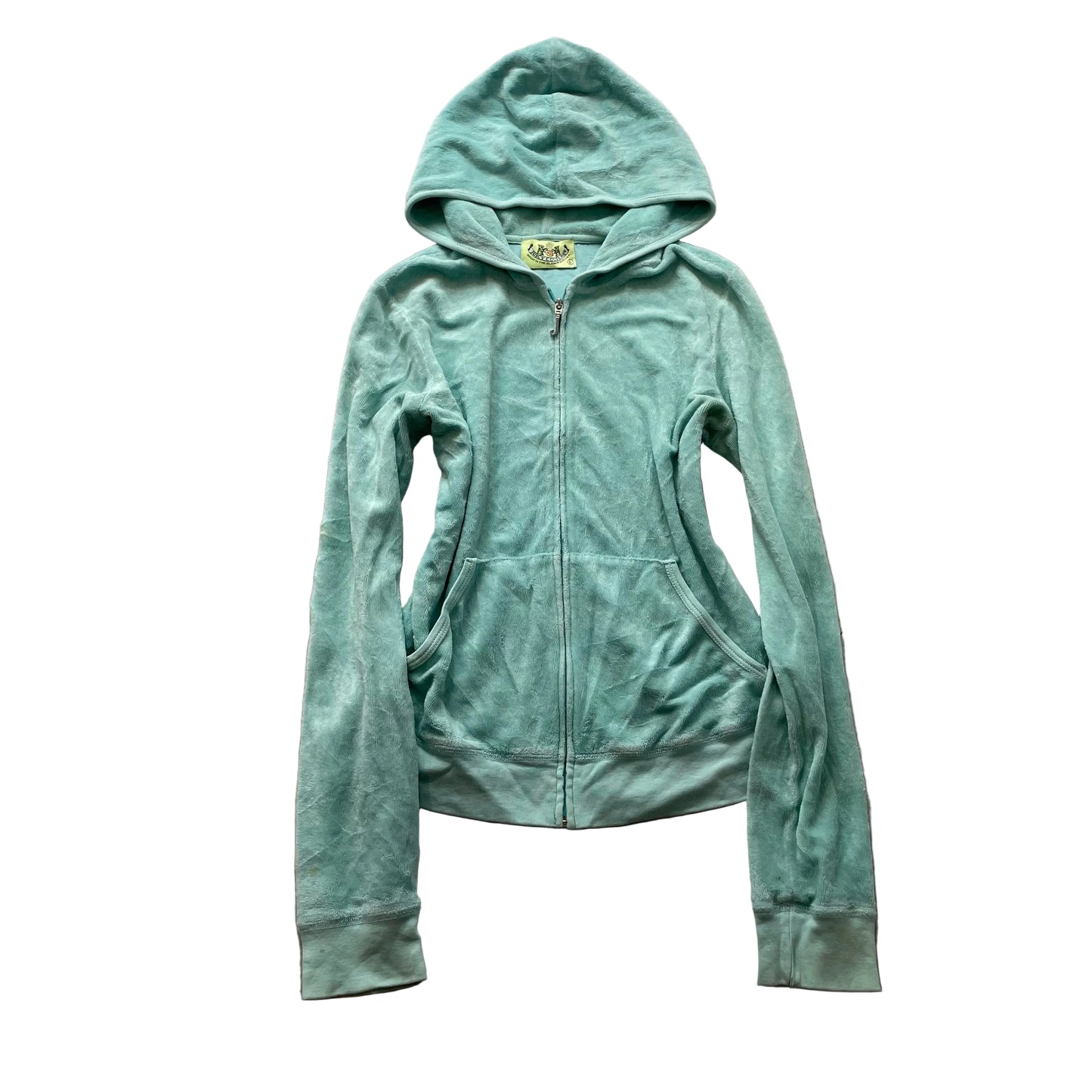 2003 Vintage Juicy Couture Women's Light Teal Terry Cloth Full Zip Hoodie Size L