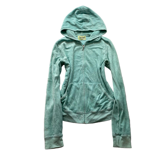 2003 Vintage Juicy Couture Women's Light Teal Terry Cloth Full Zip Hoodie Size L