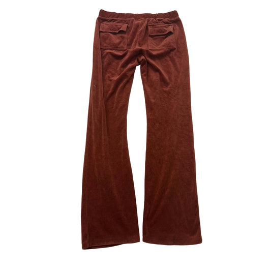 Juicy Couture Women's Brown Velour Flared Track Pants Back Snap Pockets Size M