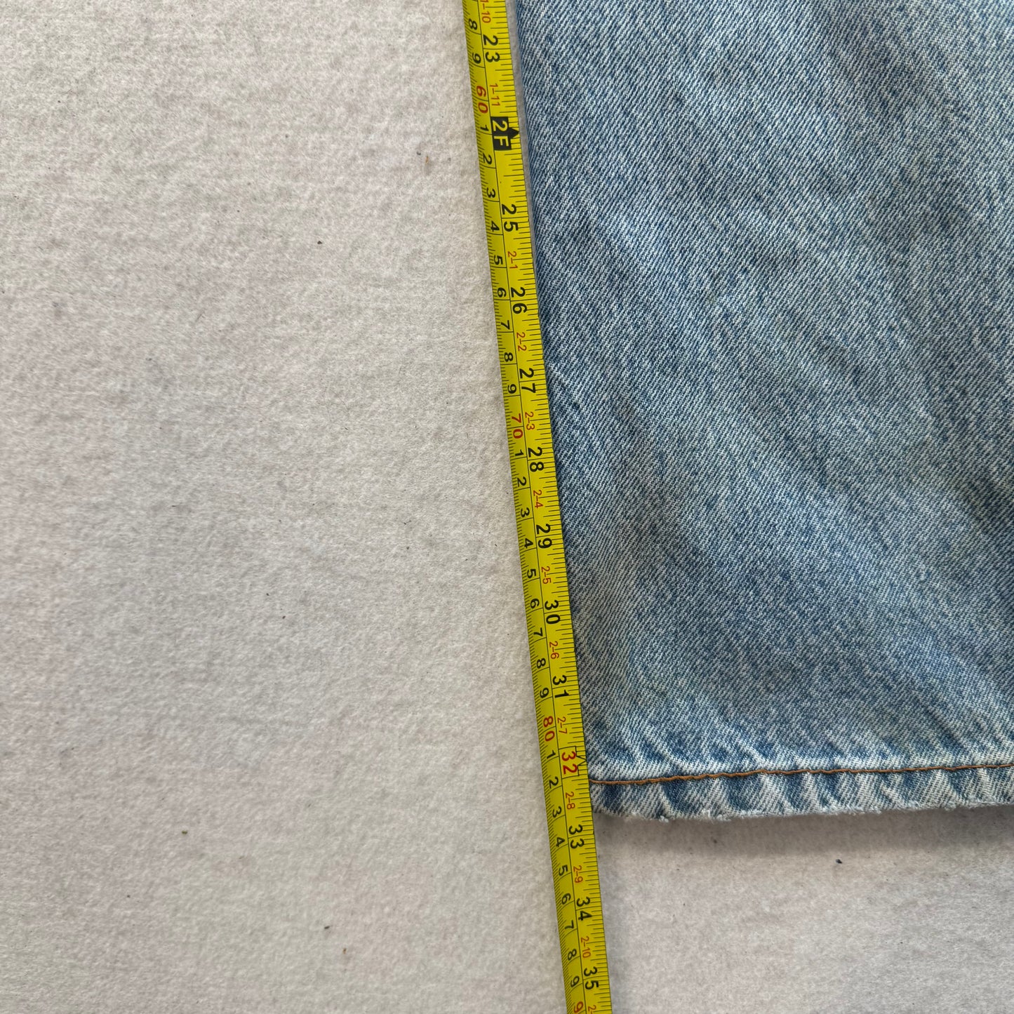 Schmidt Workwear Men's Blue Denim Baggy Carpenter Jeans Utility Pockets Size 36