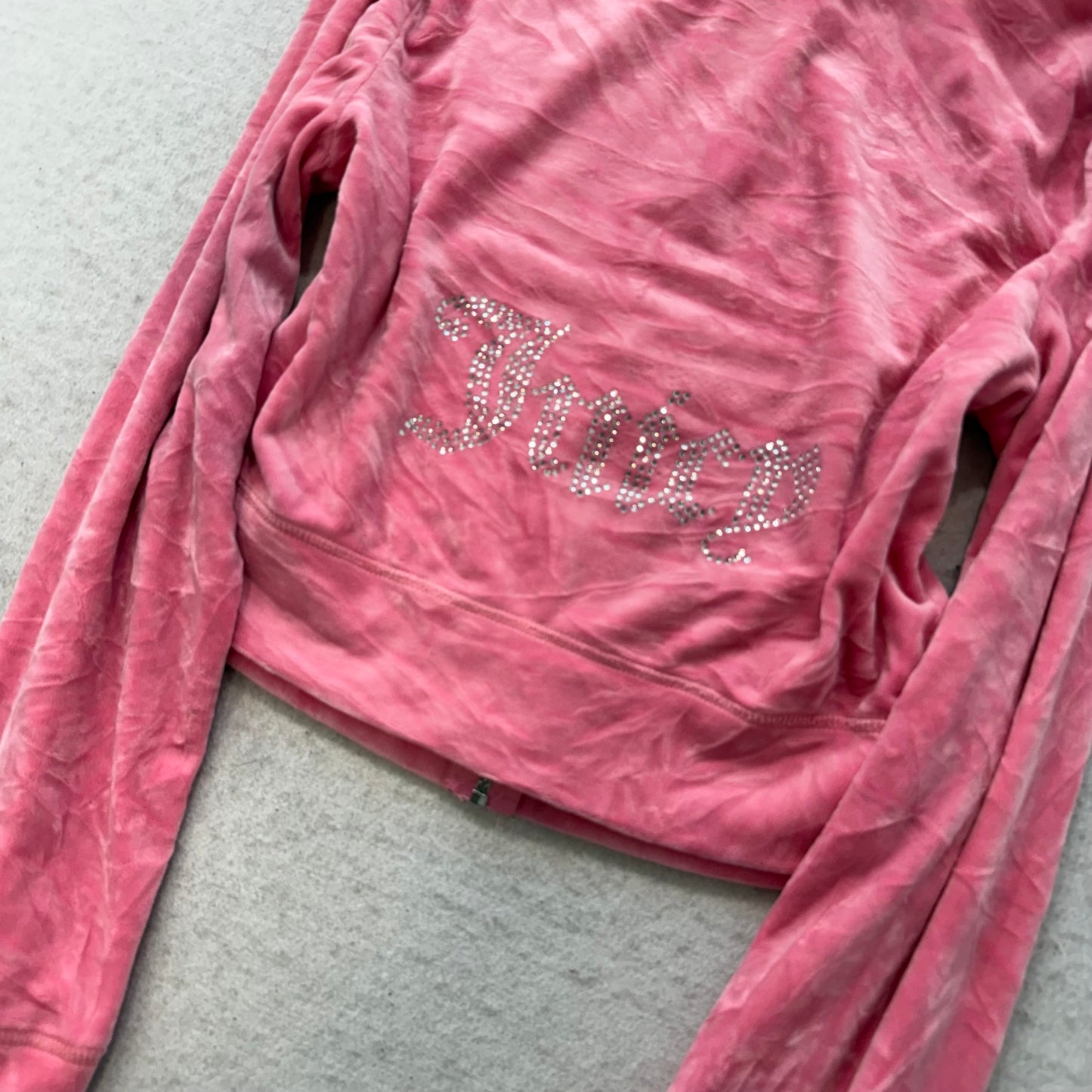 Juicy Couture Women's Pink Hoodie & Pants Tracksuit Set Rhinestones Logo Size M