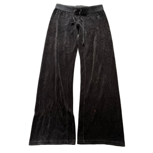 Juicy Couture Women's Charcoal Gray Velour Flared Track Pants Drawstring Size M
