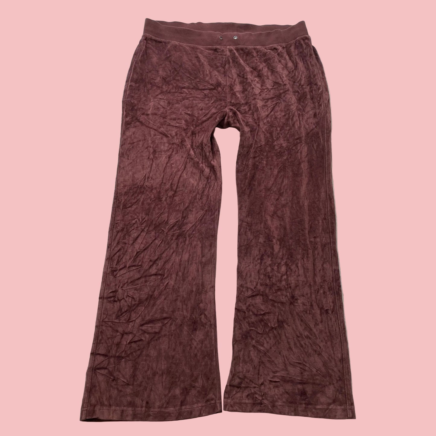 Juicy Couture Women's Burgundy Velour Flared Leg Track Pants Loungewear Size XL