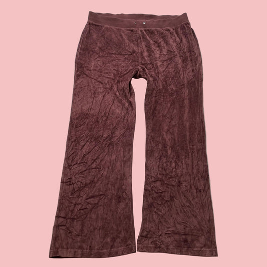 Juicy Couture Women's Burgundy Velour Flared Leg Track Pants Loungewear Size XL