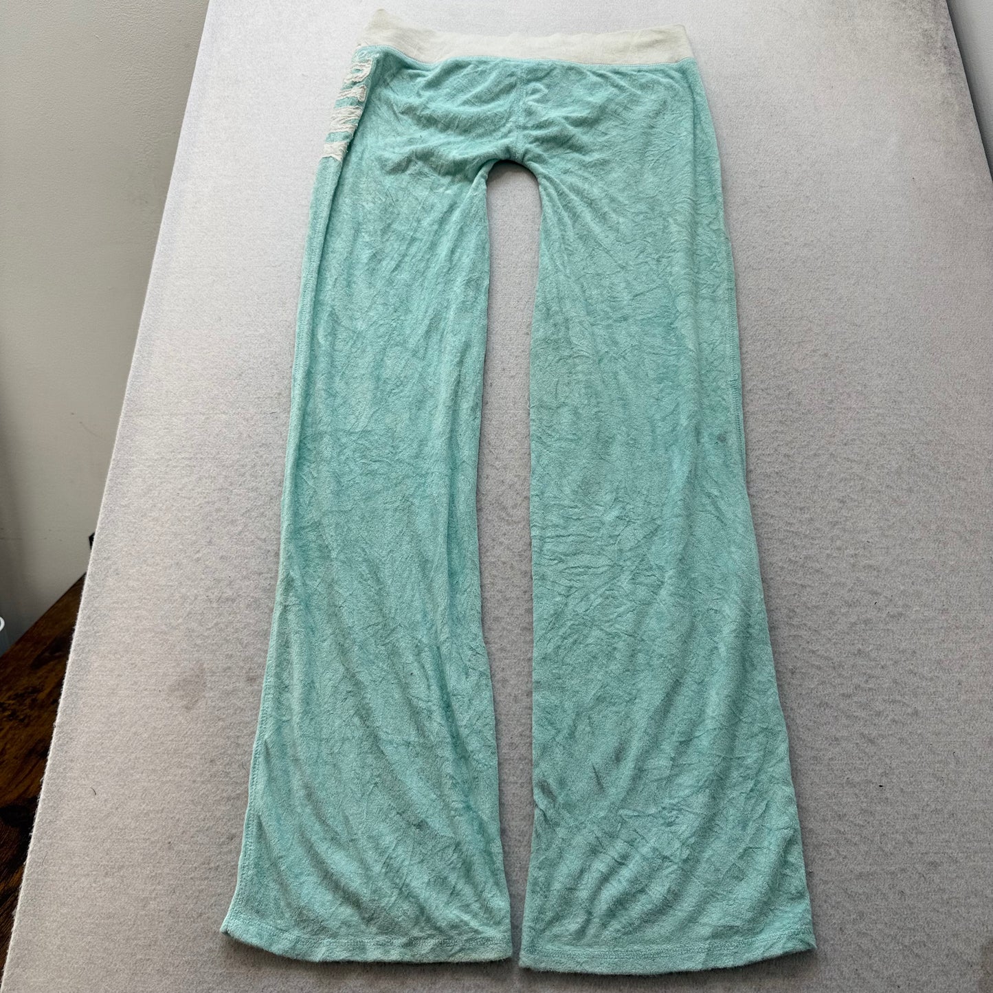 Victoria's Secret PINK Women's Mint Blue Terry Cloth Flared Lounge Pants Size M