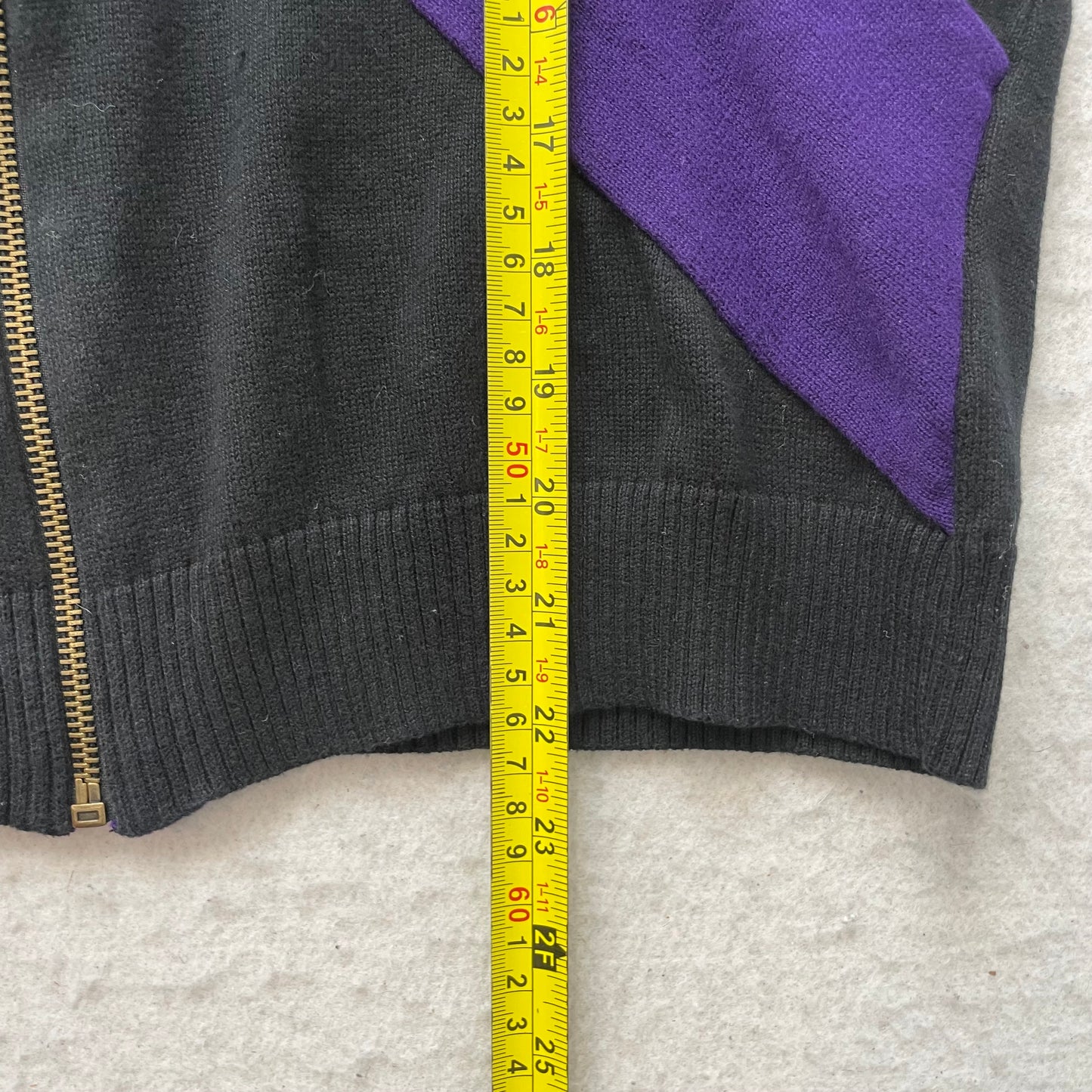 Lauren Ralph Lauren Women's Black Purple Full Zip Jacket Gold Crest Logo Size M