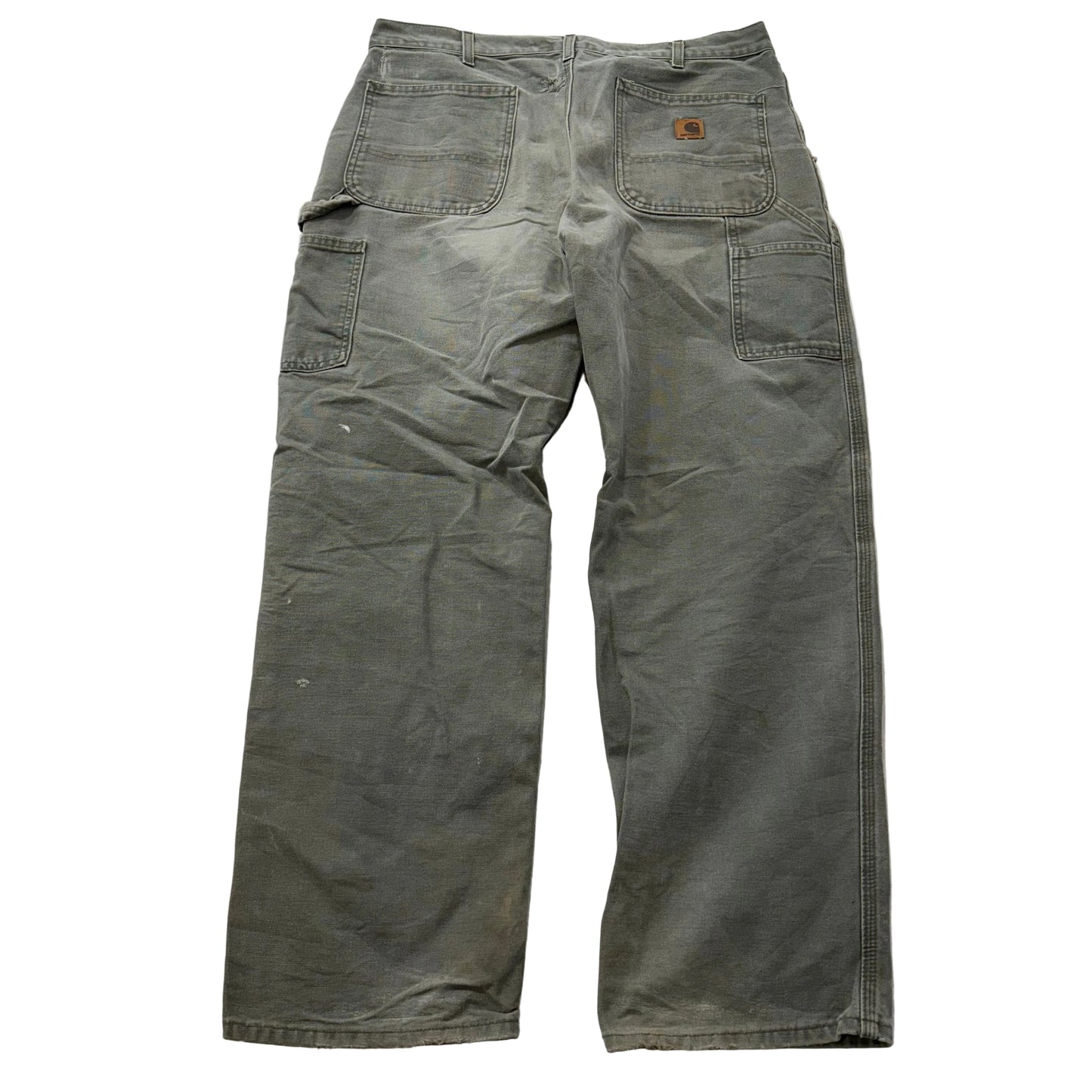 Carhartt Men's Moss Green Cotton Carpenter Pants Tool Pockets Workwear Waist 36