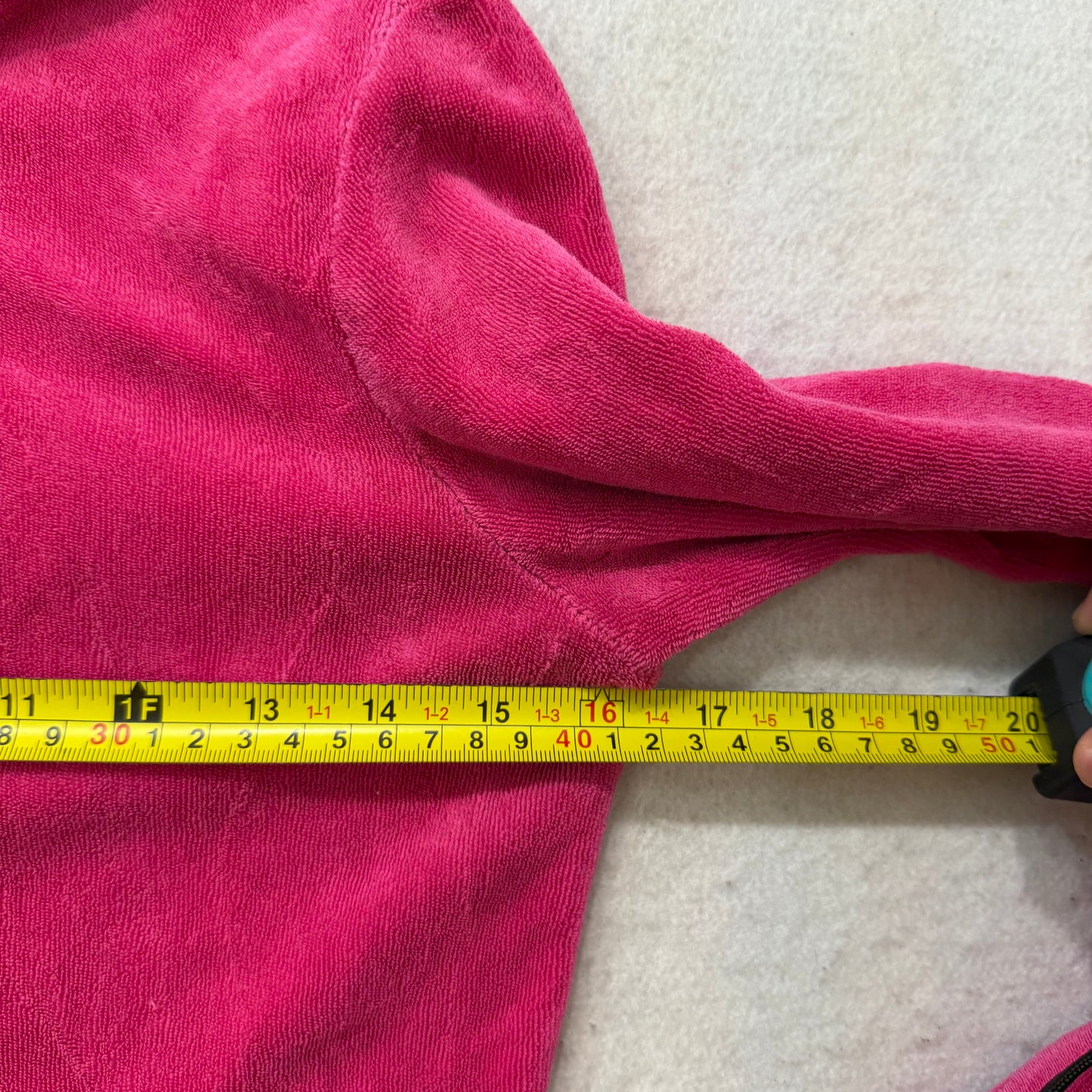 Vintage Juicy Couture Women's Pink Terrycloth Zip-Up Hoodie Pockets Size S