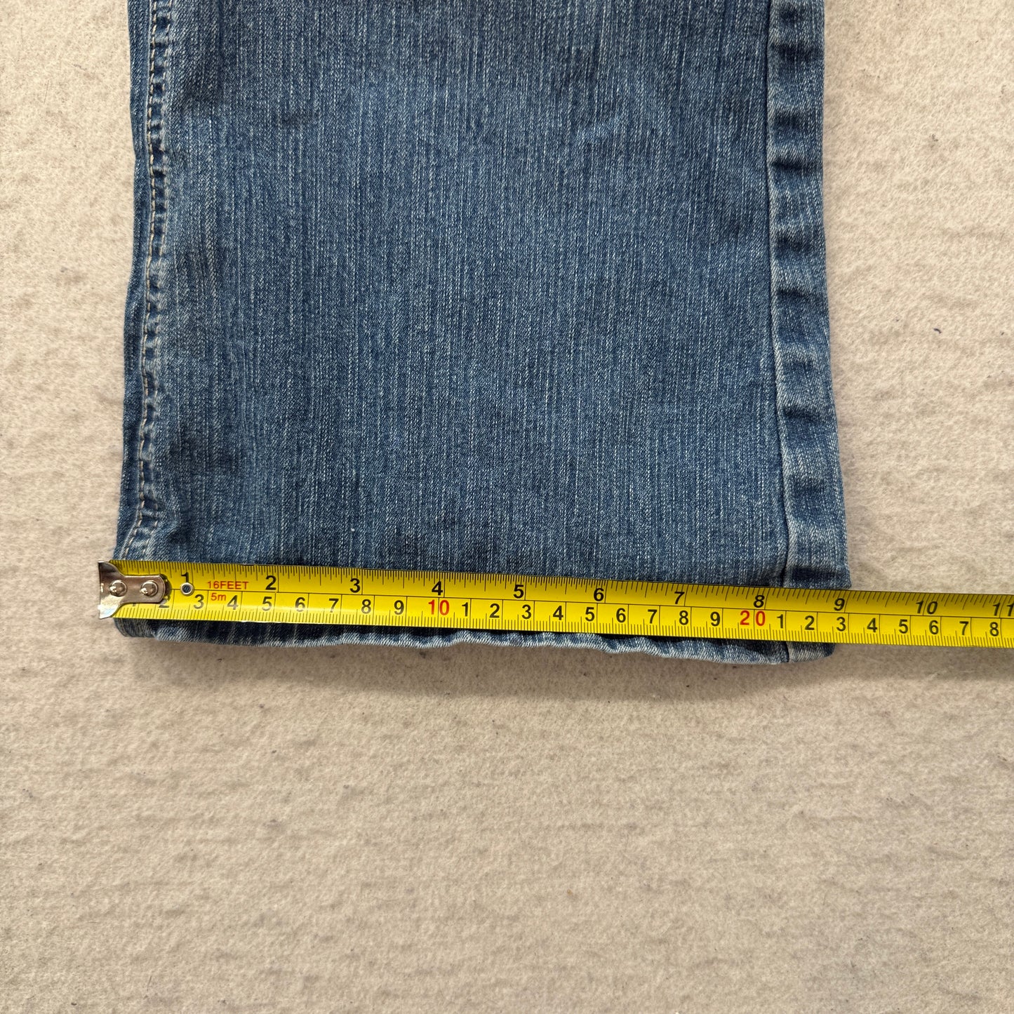 Circo Girls Blue Flared Denim Jeans Medium Wash Zip-Fly Rhinestone Y2K Size 12