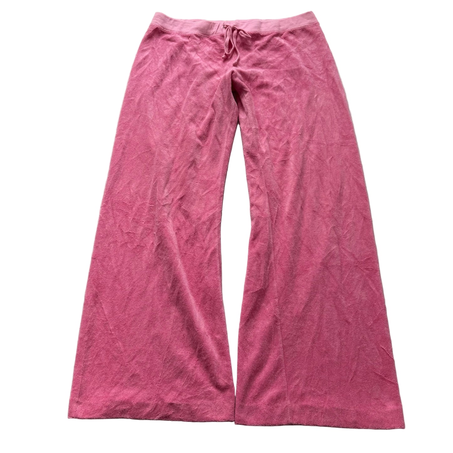 90s Vintage Juicy Couture Women's Pink Terry Cloth Flared Leg Track Pant Size XL
