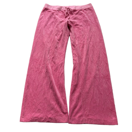 90s Vintage Juicy Couture Women's Pink Terry Cloth Flared Leg Track Pant Size XL