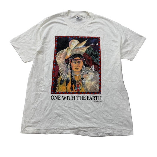 Human-i-Tees White 100% Cotton Graphic T-Shirt Short Sleeve Crew Neck Size XL