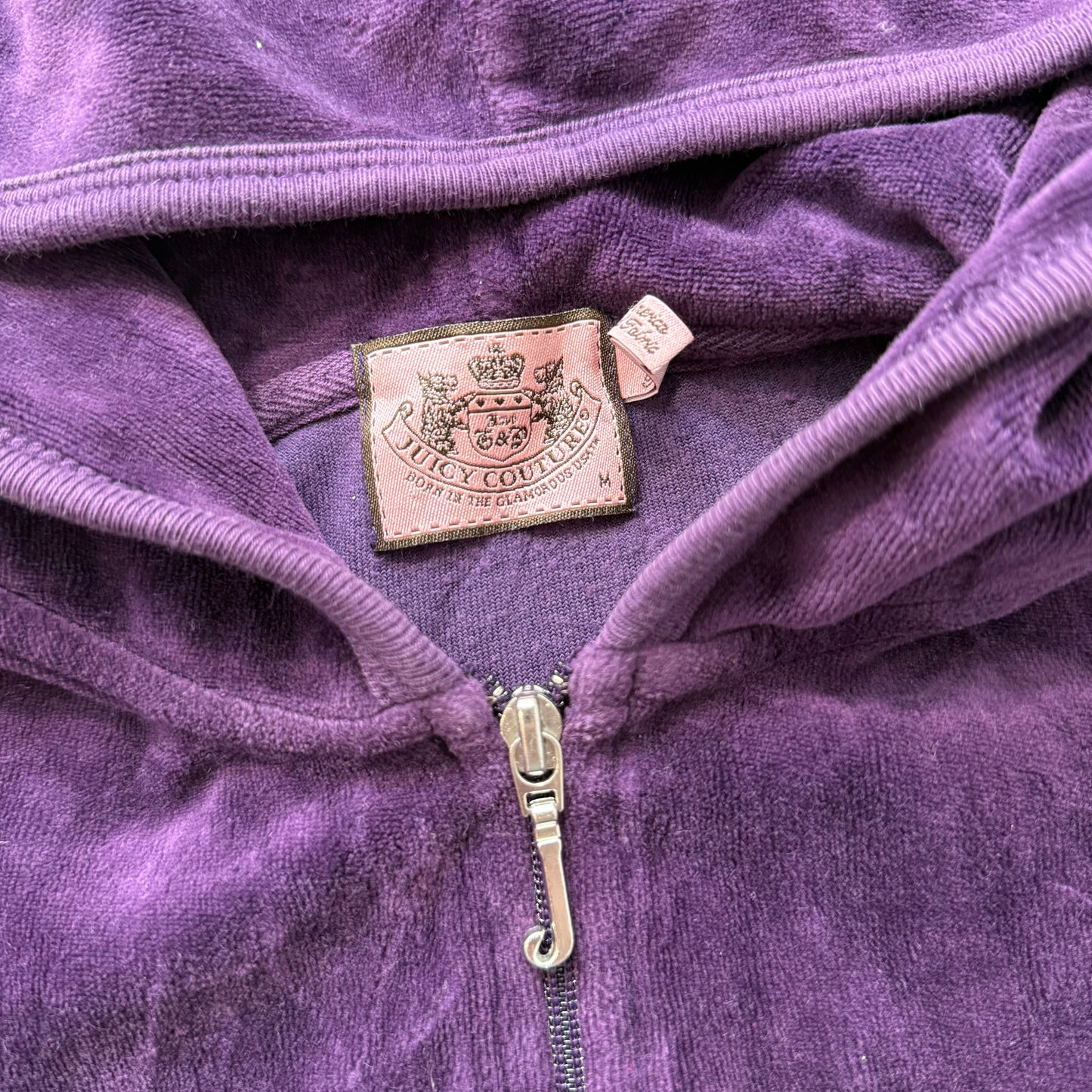 Juicy Couture Scottie Dogs Women's Purple Velour Zip-Up Hoodie Rhinestone Size M