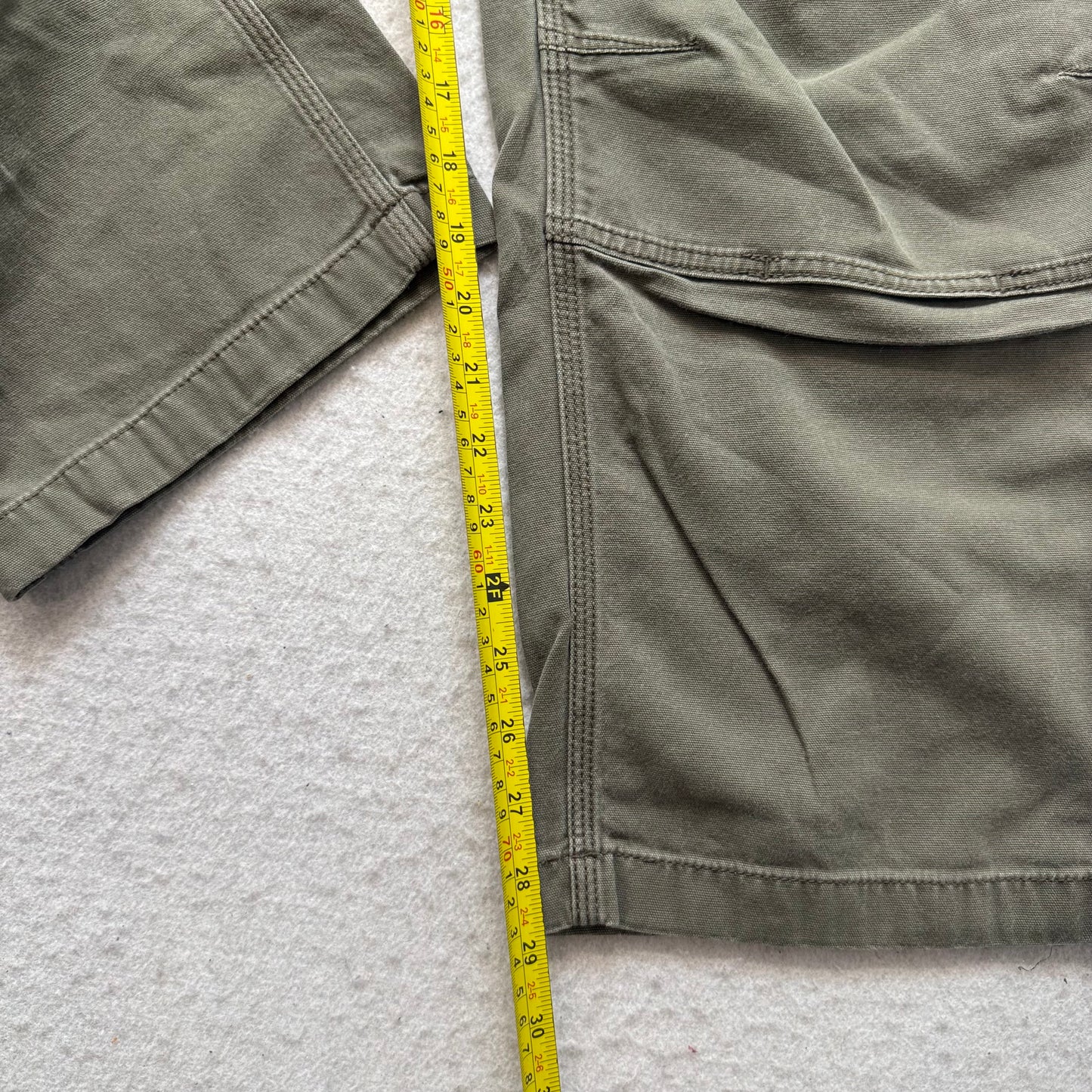 Carhartt Relaxed Fit Mens Olive Green Washed-Duck Double Knee Work Pants - 40x30