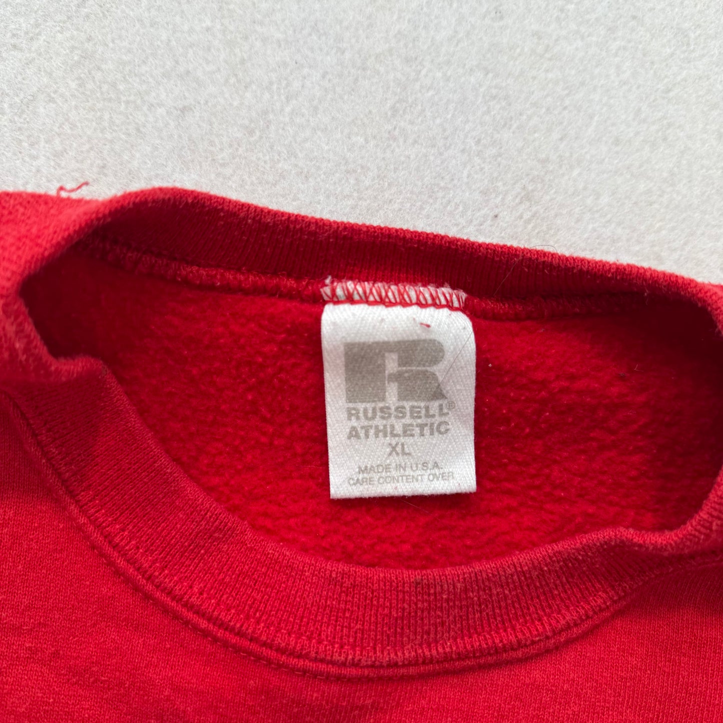 Russell Athletic Mens Vibrant Red Sweatshirt Long Sleeves Crew Neck Logo Size XL