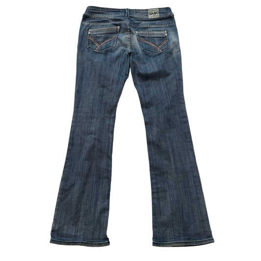 YASO Women's Blue Denim Distressed Bootcut Jeans Low Rise Pockets Y2K Size 5/6