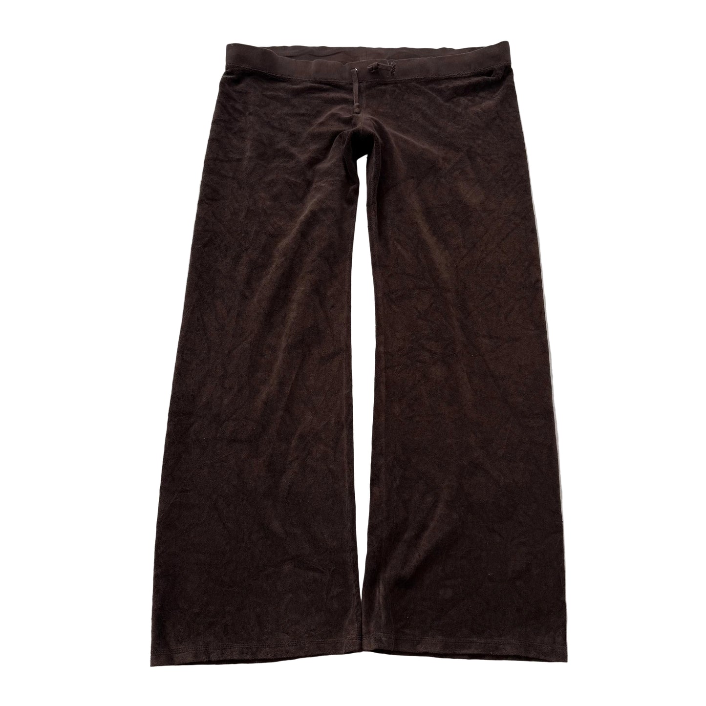 Juicy Couture Women's Dark Brown Terry Cloth Wide Leg Flared Track Pants Size XL