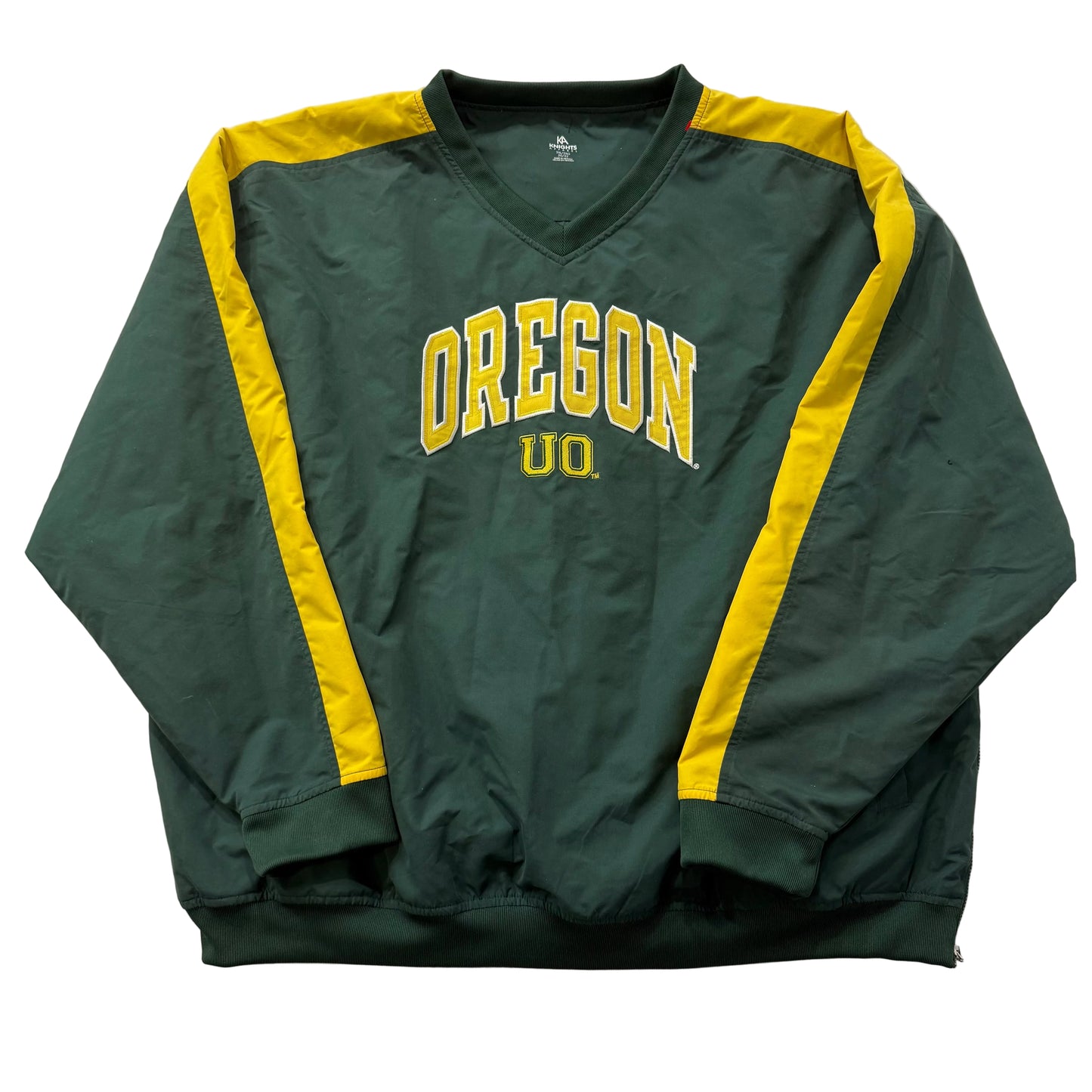 University of Oregon UO Men's Green V-Neck Windbreaker Pullover Pockets Size 2XL