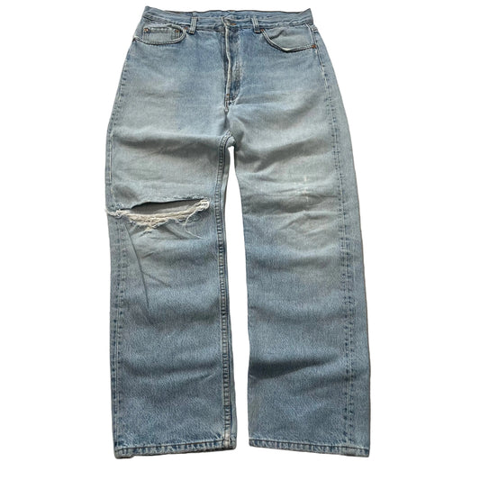 Levi's Men's Blue Light Wash Denim Baggy Jeans Button Fly Distressed Size 34