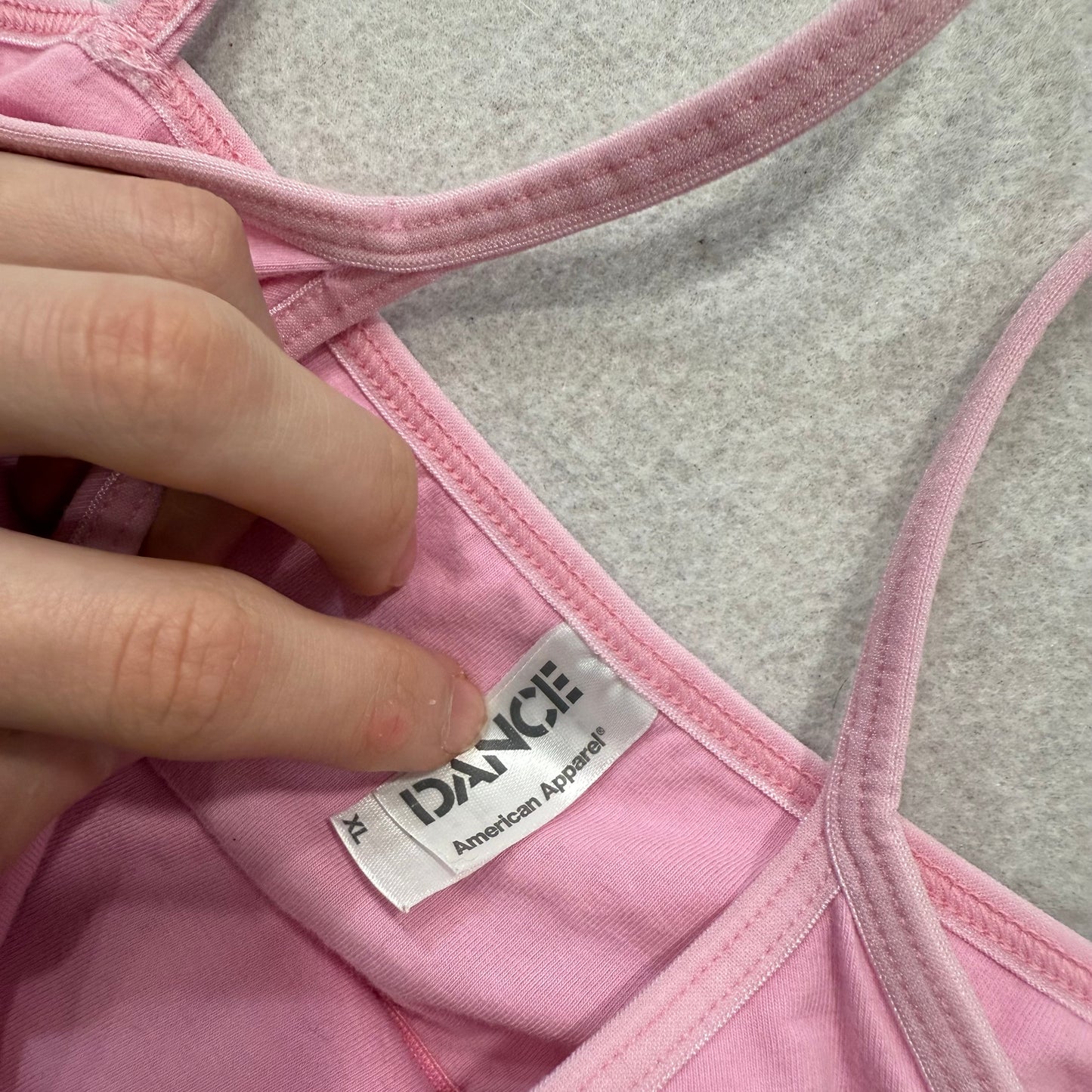 Dance Women's Baby Pink Cotton Camisole Tank Top V-Neck Embroidered Logo Size XL