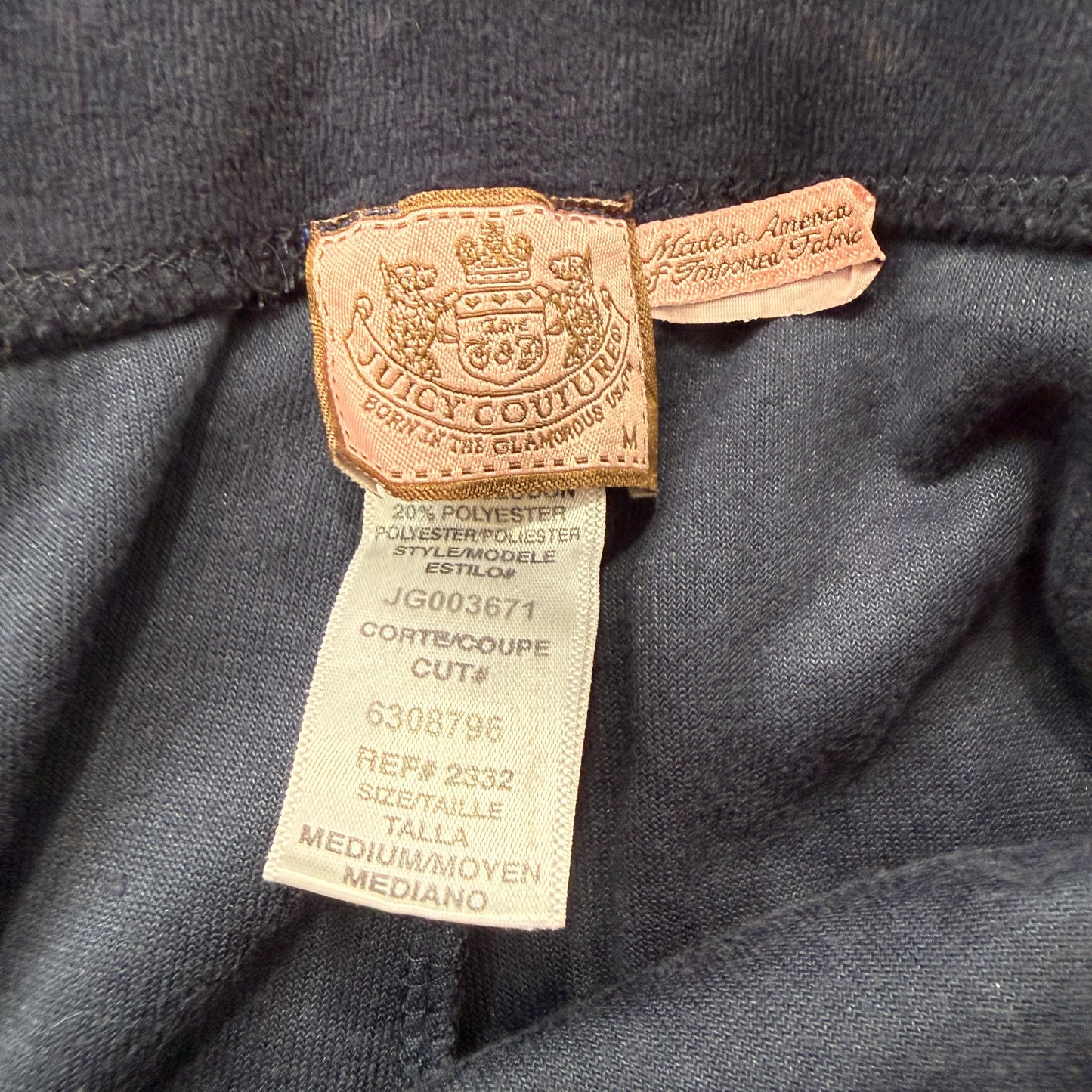 Juicy Couture Women's Navy Blue Velour Tracksuit Set Track Jacket & Pants Size M