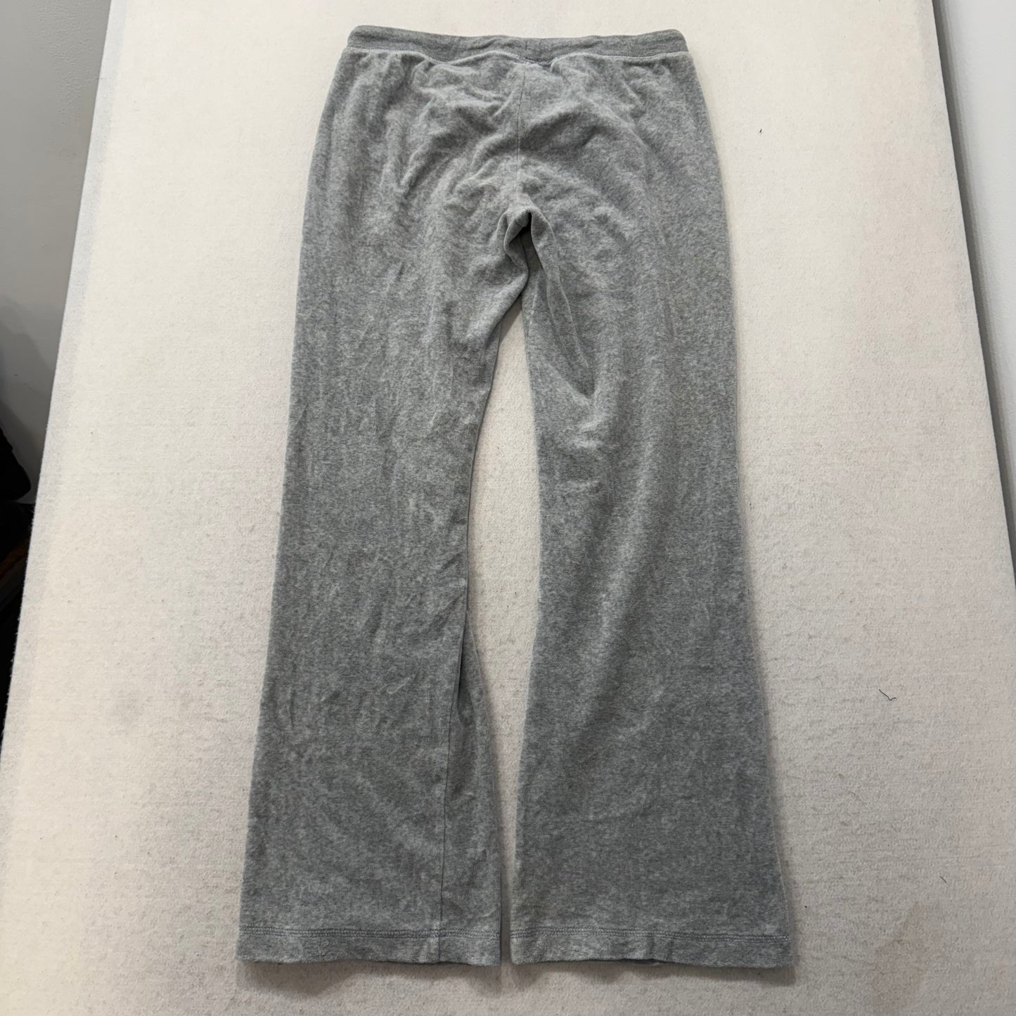 Vintage Juicy Couture Women's Heather Gray Velour Flared Track Pant Y2K Size S