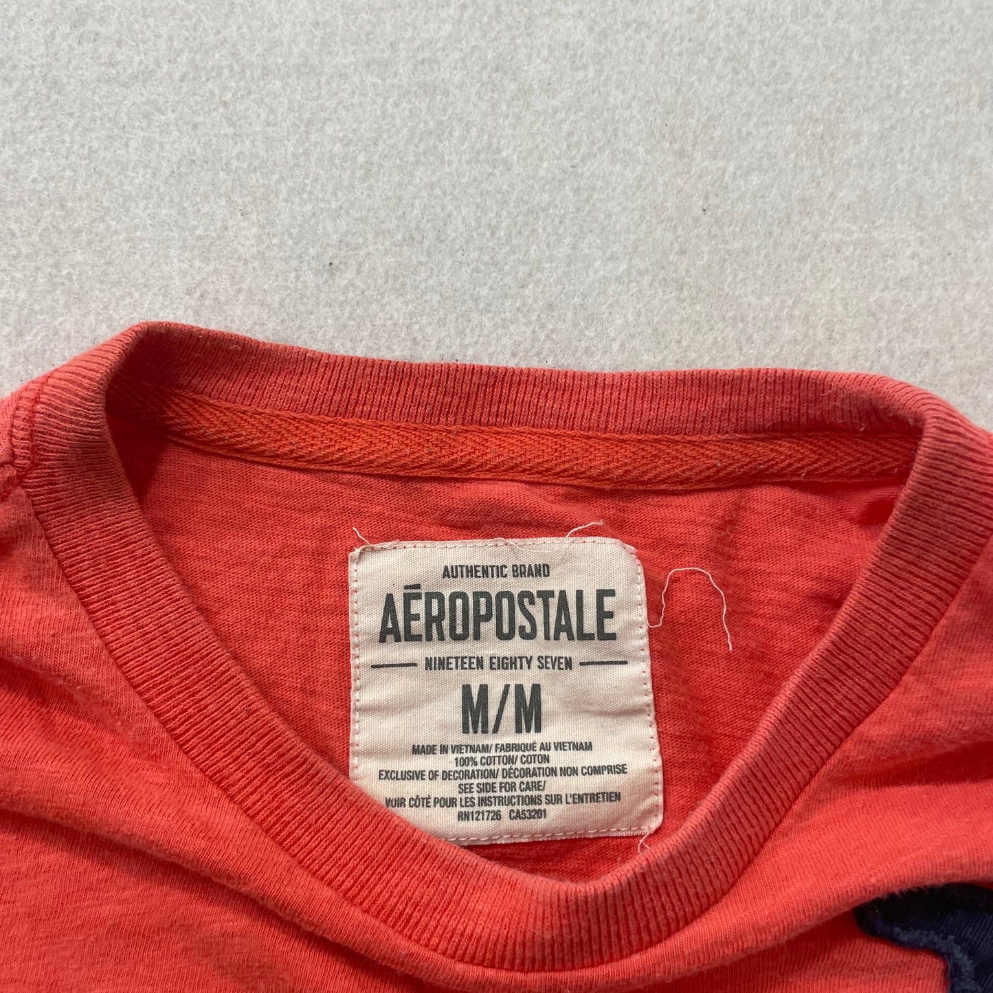 Aéropostale Men's Red Cotton T-Shirt Short Sleeves Appliqué Graphic Tee Size M