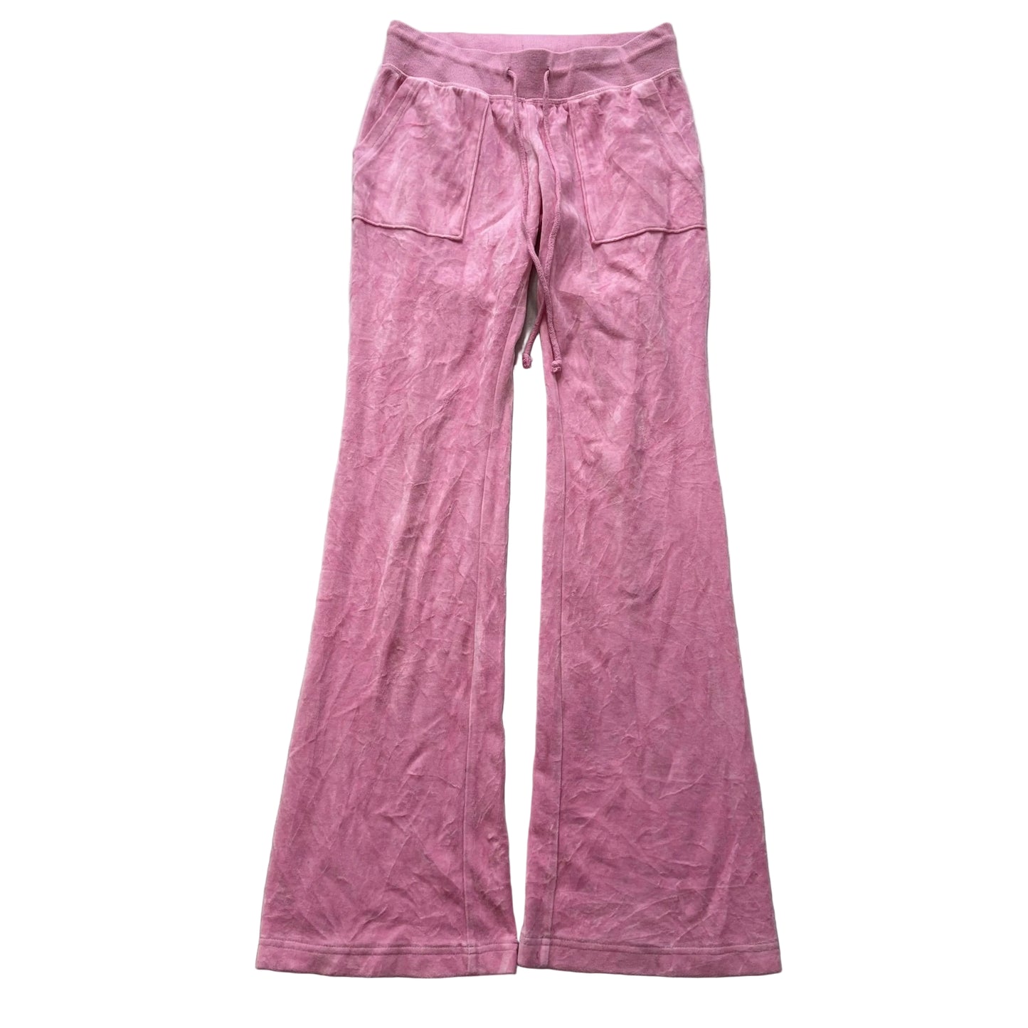 Vintage Juicy Couture Women's Baby Pink Velour Flared Track Pant Pockets Size S