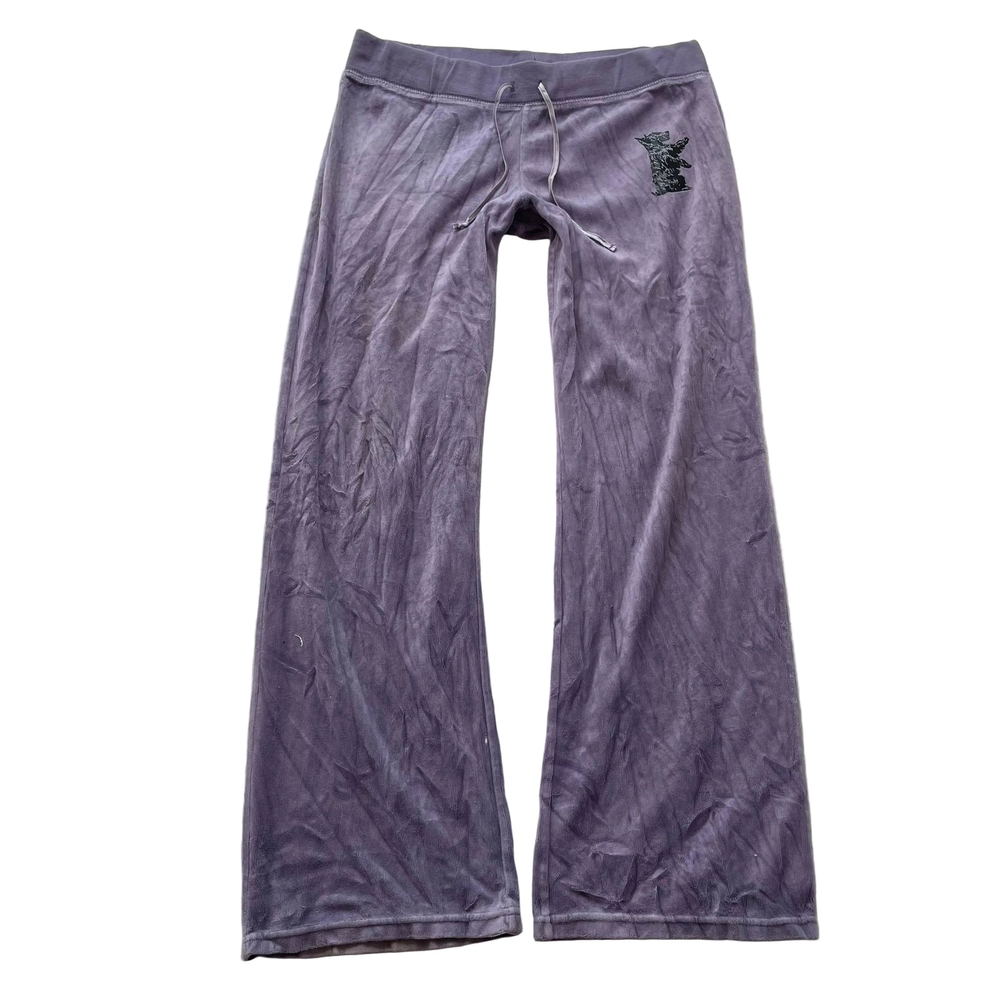 Juicy Couture Womens Lavender Velour Flare Track Pant Drawstring Dog Logo Size M