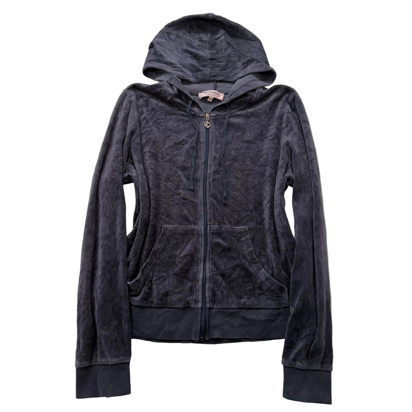 Juicy Couture Women's Deep Charcoal Velour Zip-Up Hoodie Loungwear Size M