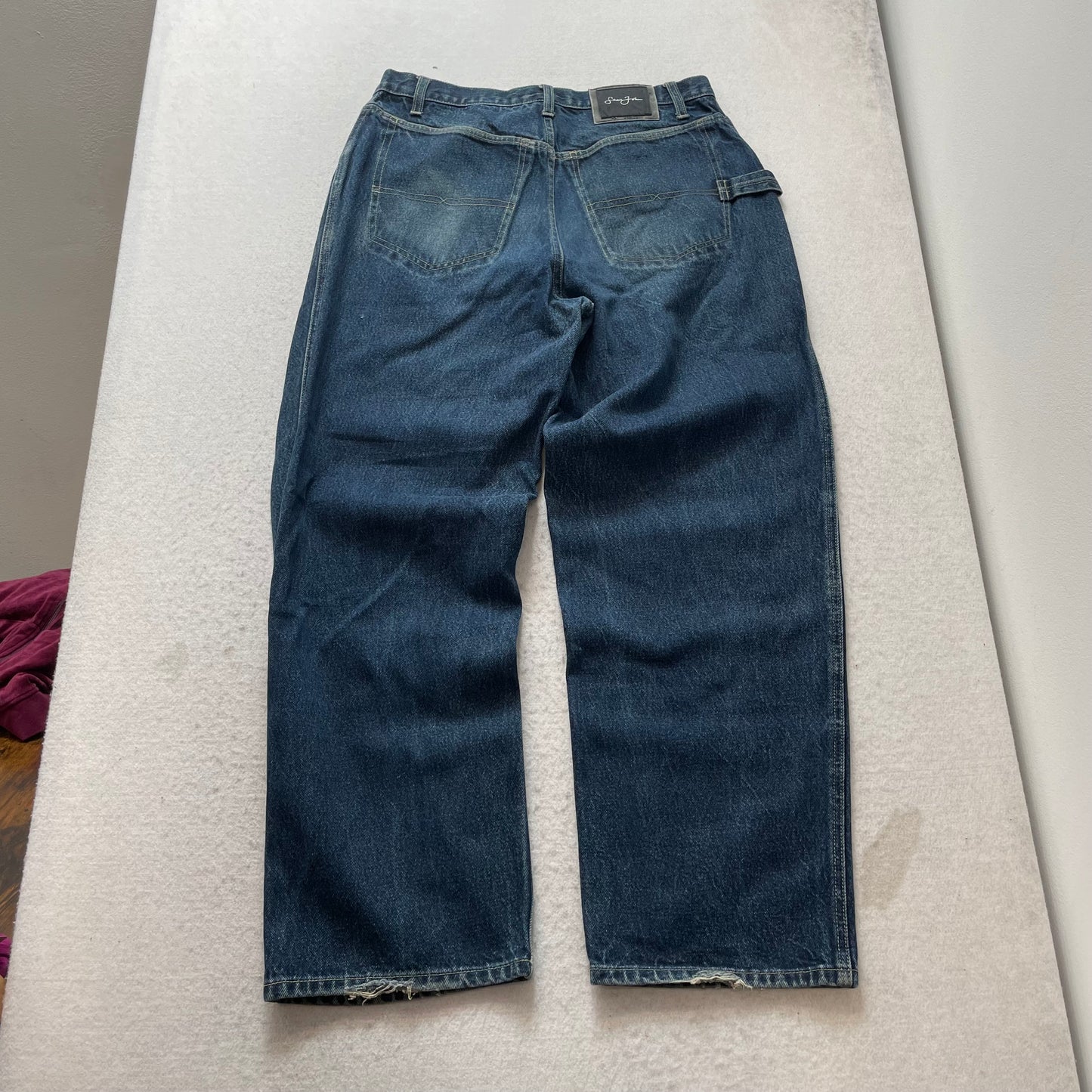 Sean John Men's Blue Denim Wide Leg Baggy Jeans Streetwear Loose Fit Y2k Size 34
