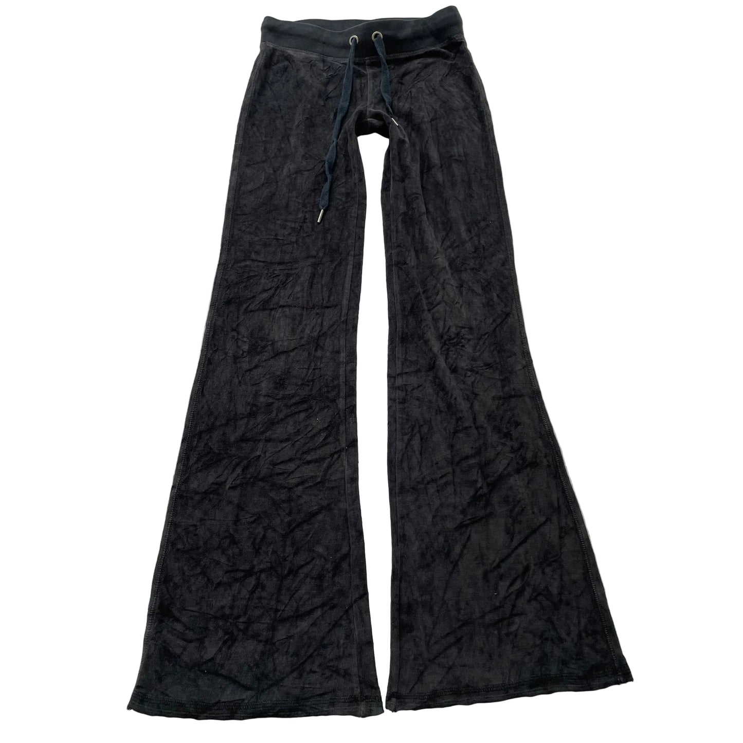 Vintage Juicy Couture Women Charcoal Velour Flared Track Pants Drawstring Size S