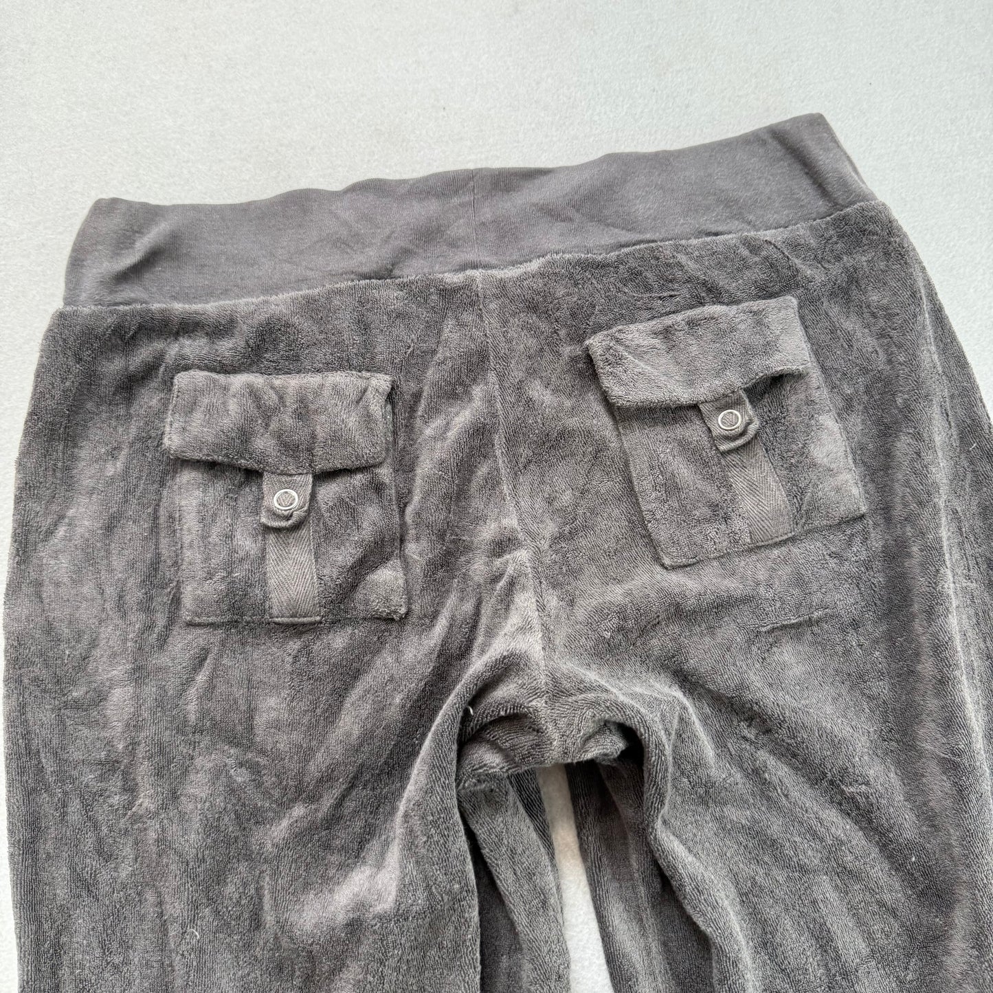 Vintage Juicy Couture Women's Deep Gray Terry Cloth Flared Track Pant Y2k Size S