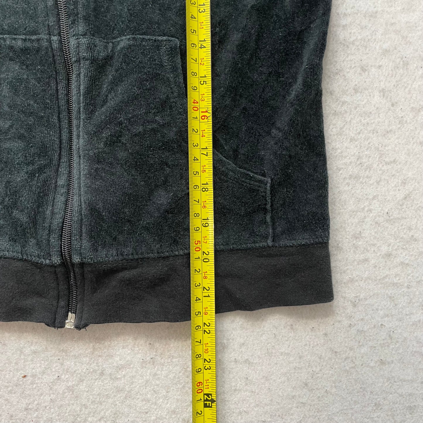 Juicy Couture Women's Black Velour Zip-Up Track Jacket Crown Logo Graphic Size M