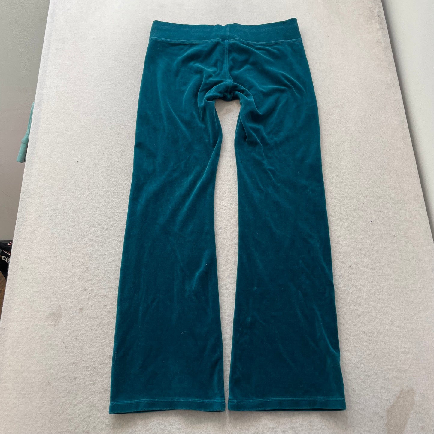 Juicy Couture Women's Dark Teal Velour Flared Leg Track Pant Drawstring Size W32