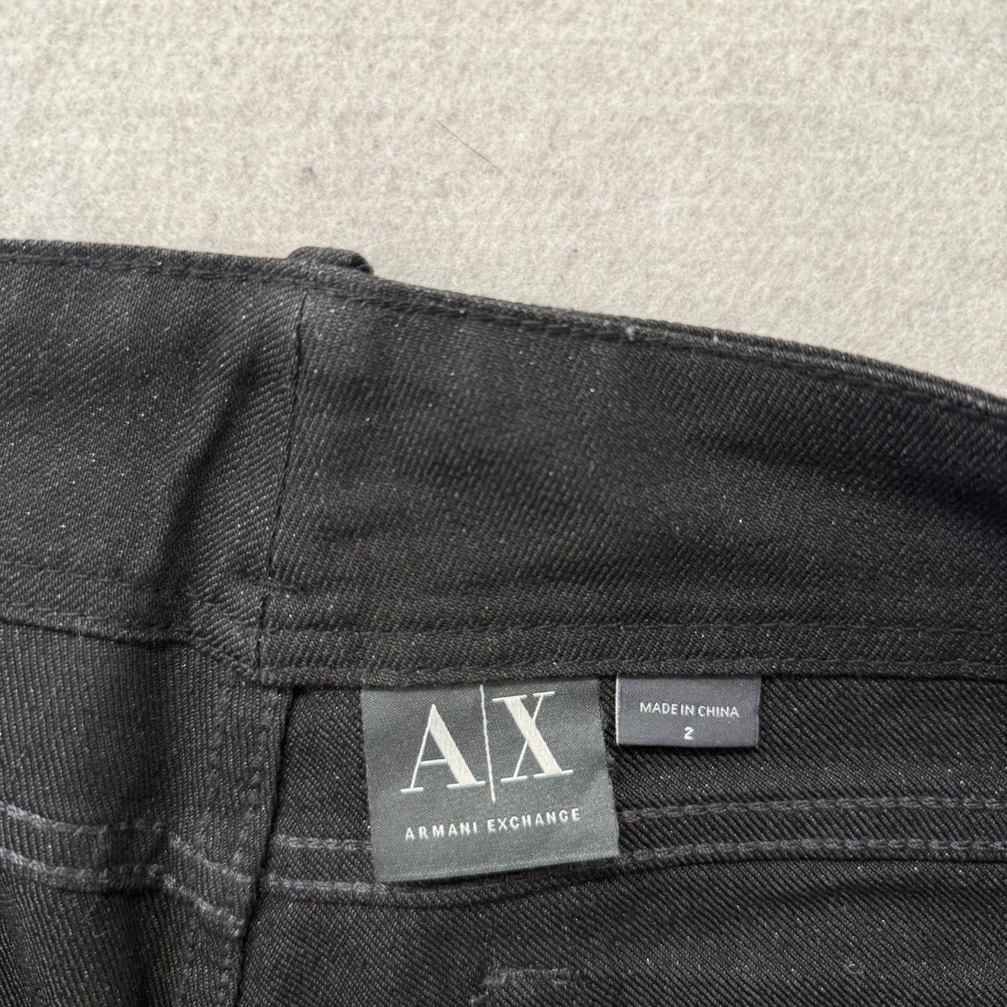 Armani Exchange Women Black Denim Bootcut Jeans Sequin Embellished Pocket Size 2