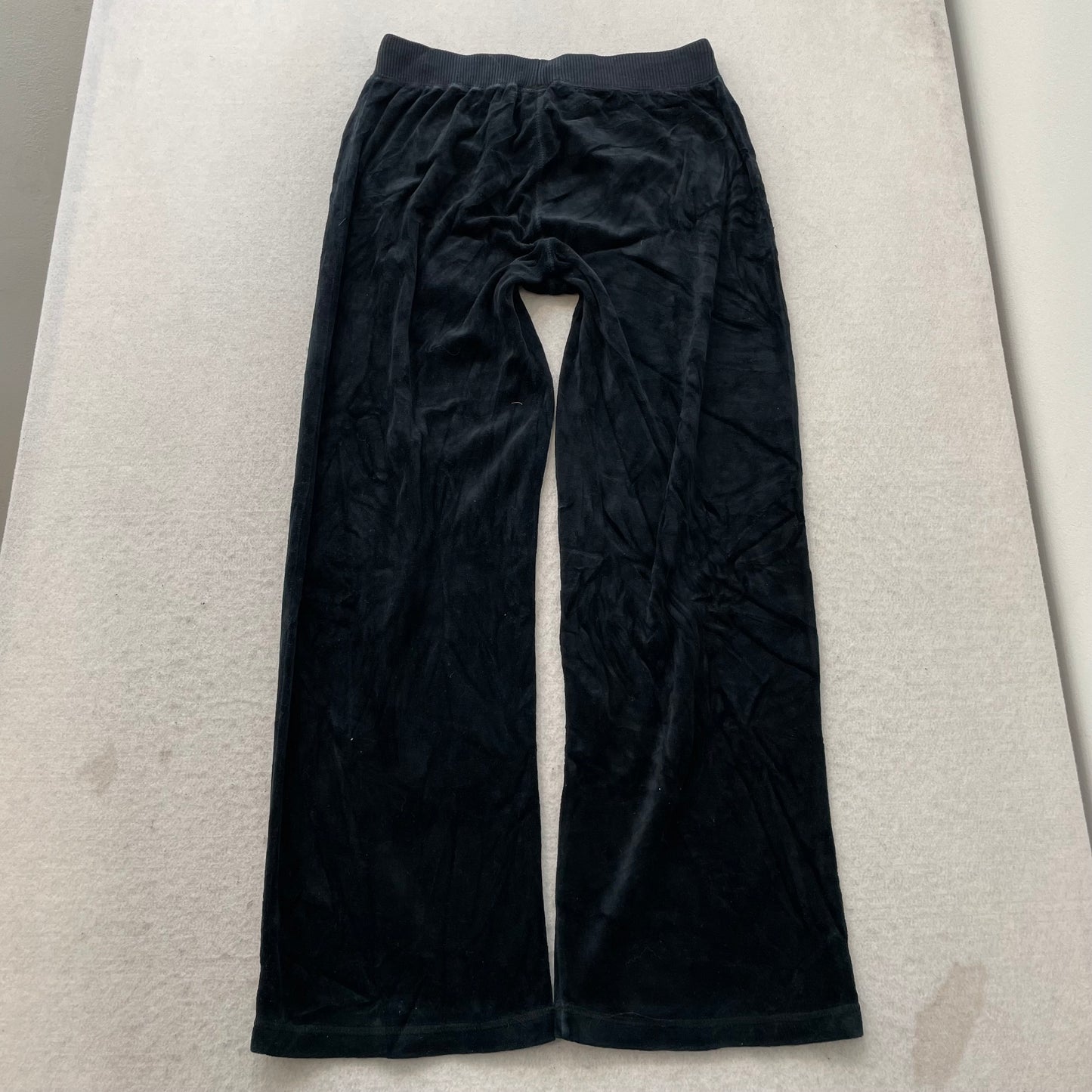 Juicy Couture Scottie Dogs Womens Black Velour Tracksuit Set Rhinestone Logo - M