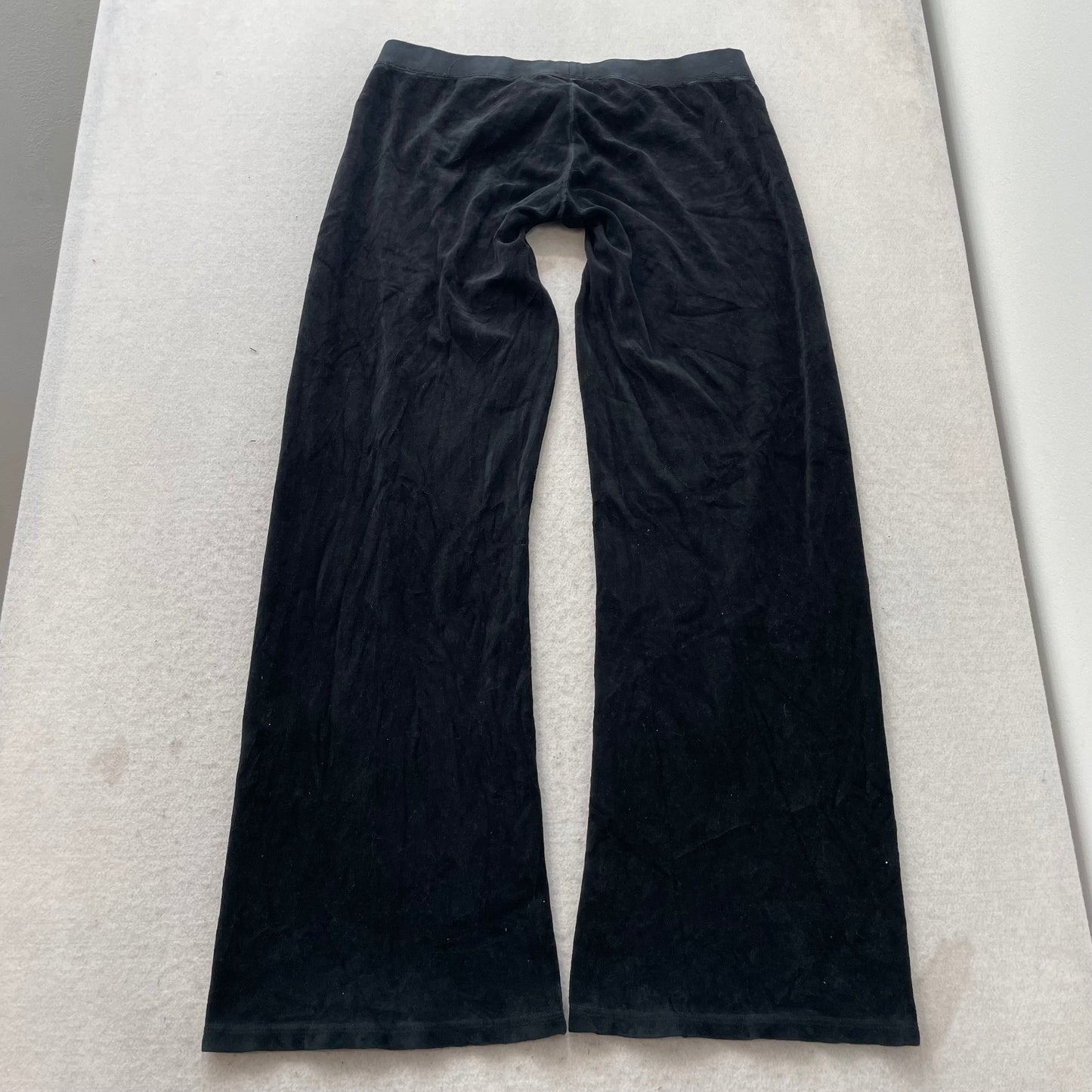 Vtg Juicy Couture Women's Black Velour Tracksuit Set Hoodie & Pant Logo Size L