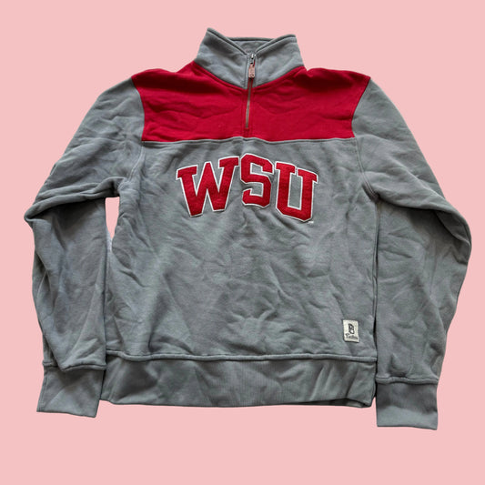 Pressbox Washington State University Women's Gray Red 1/4-Zip Sweatshirt Size S
